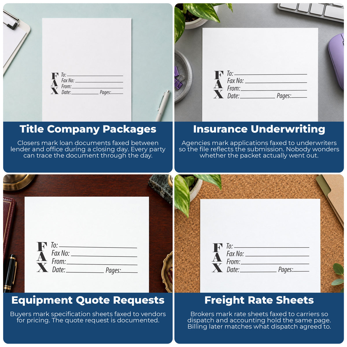 More ways to use the "Fax stamp" imprint from the Fax Stamp – Jumbo Pre-Inked Xstamper