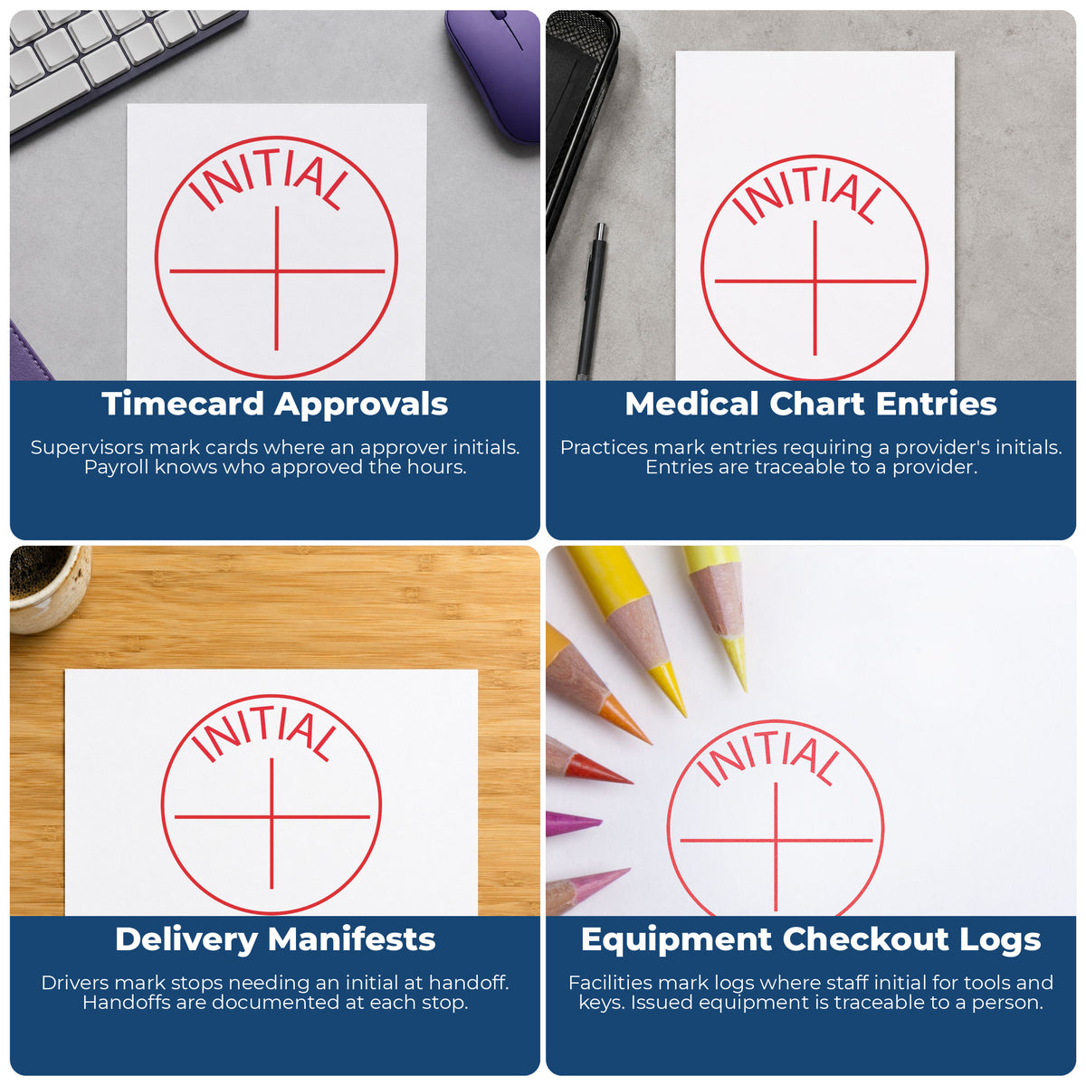 More ways to use the "Initial" imprint from the Round Initial Instruction Stamp
