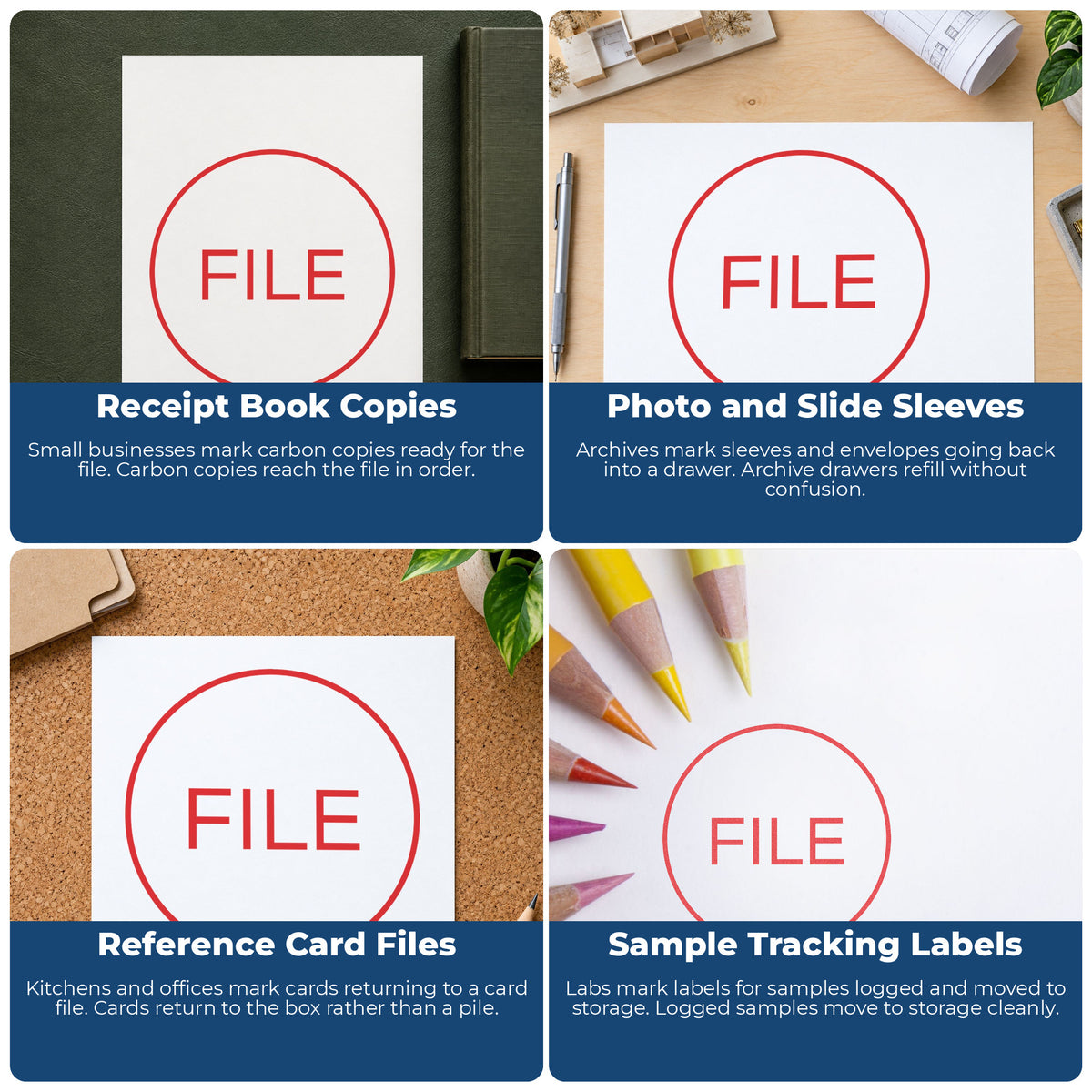 More ways to use the "File" imprint from the Round File Document Stamp