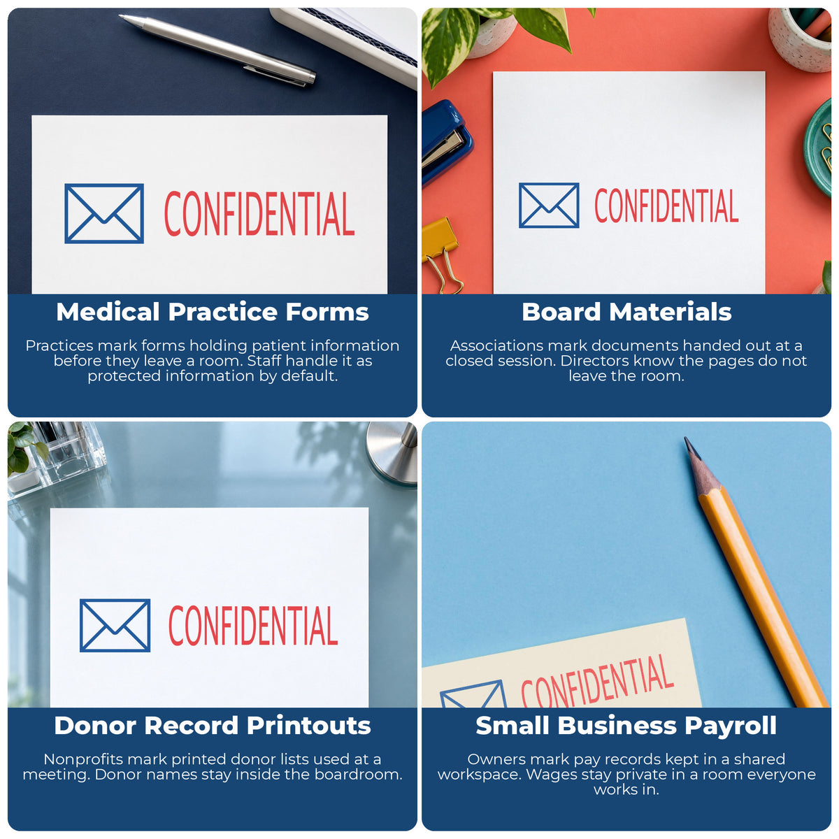 More ways to use the "Confidential" imprint from the Two-Color Confidential Stamp