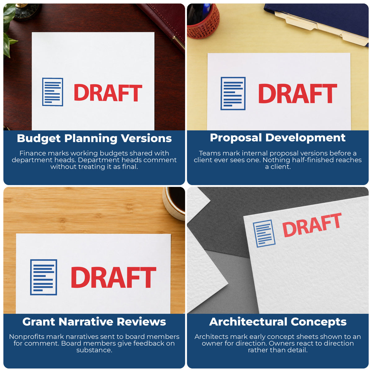 More ways to use the "Draft" imprint from the Xstamper Draft Stamp