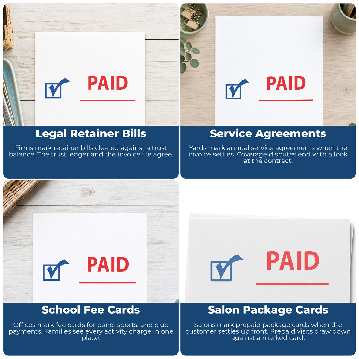 More ways to use the "Paid" imprint from the Two-Color Paid Stamp