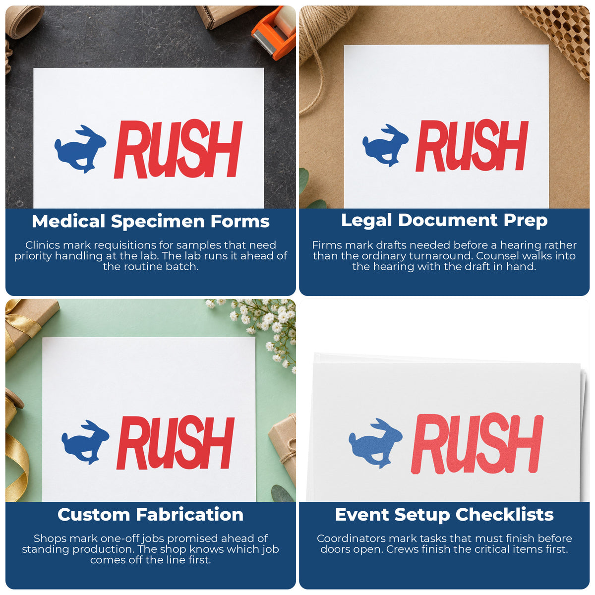 More ways to use the "Rush" imprint from the Two-Color Rush Priority Stamp