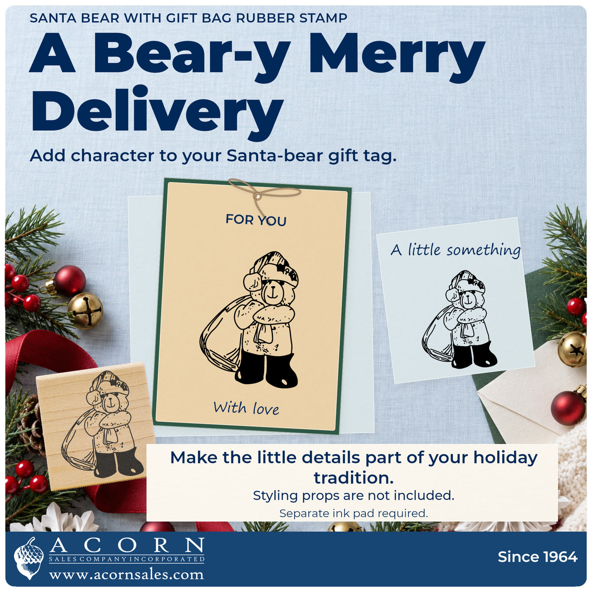 Santa Bear with Gift Bag Rubber Stamp project inspiration: santa bear gift tag.