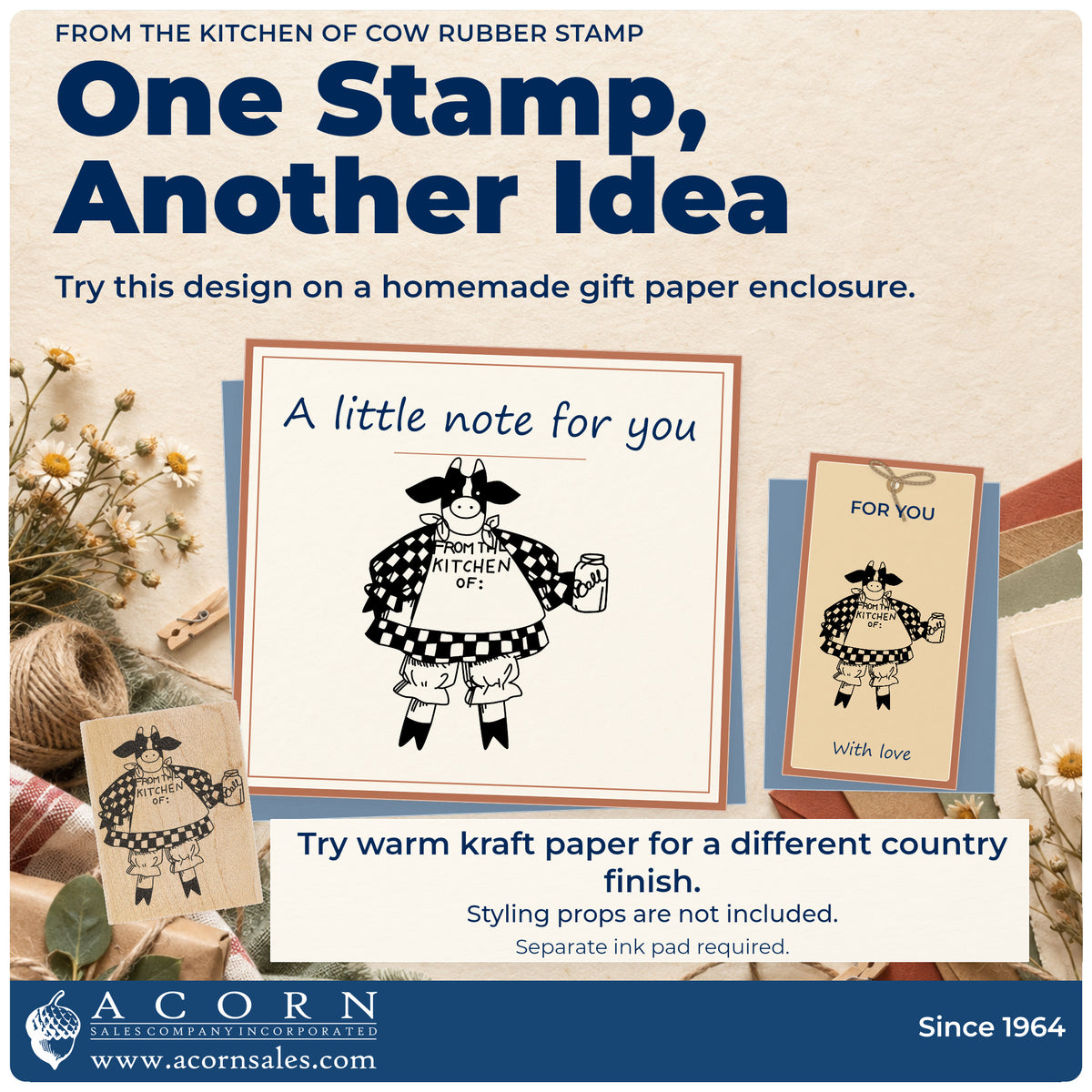 From the Kitchen Of Cow Rubber Stamp project inspiration: homemade gift paper enclosure.