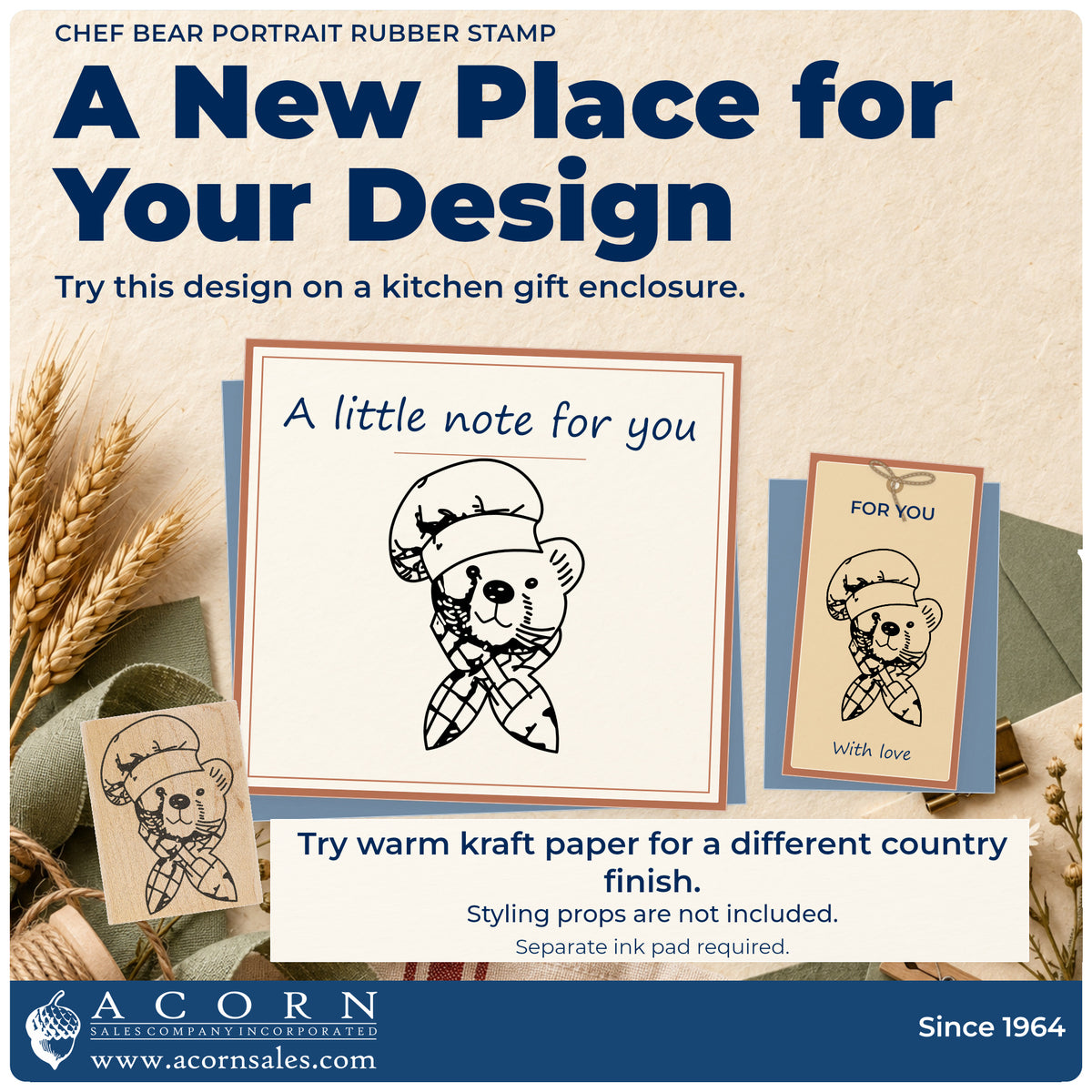 Chef Bear Portrait Rubber Stamp project inspiration: kitchen gift enclosure.