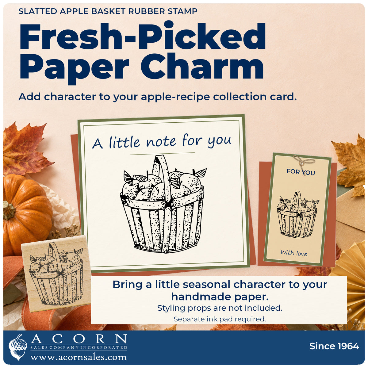 Slatted Apple Basket Rubber Stamp project inspiration: apple recipe collection card.
