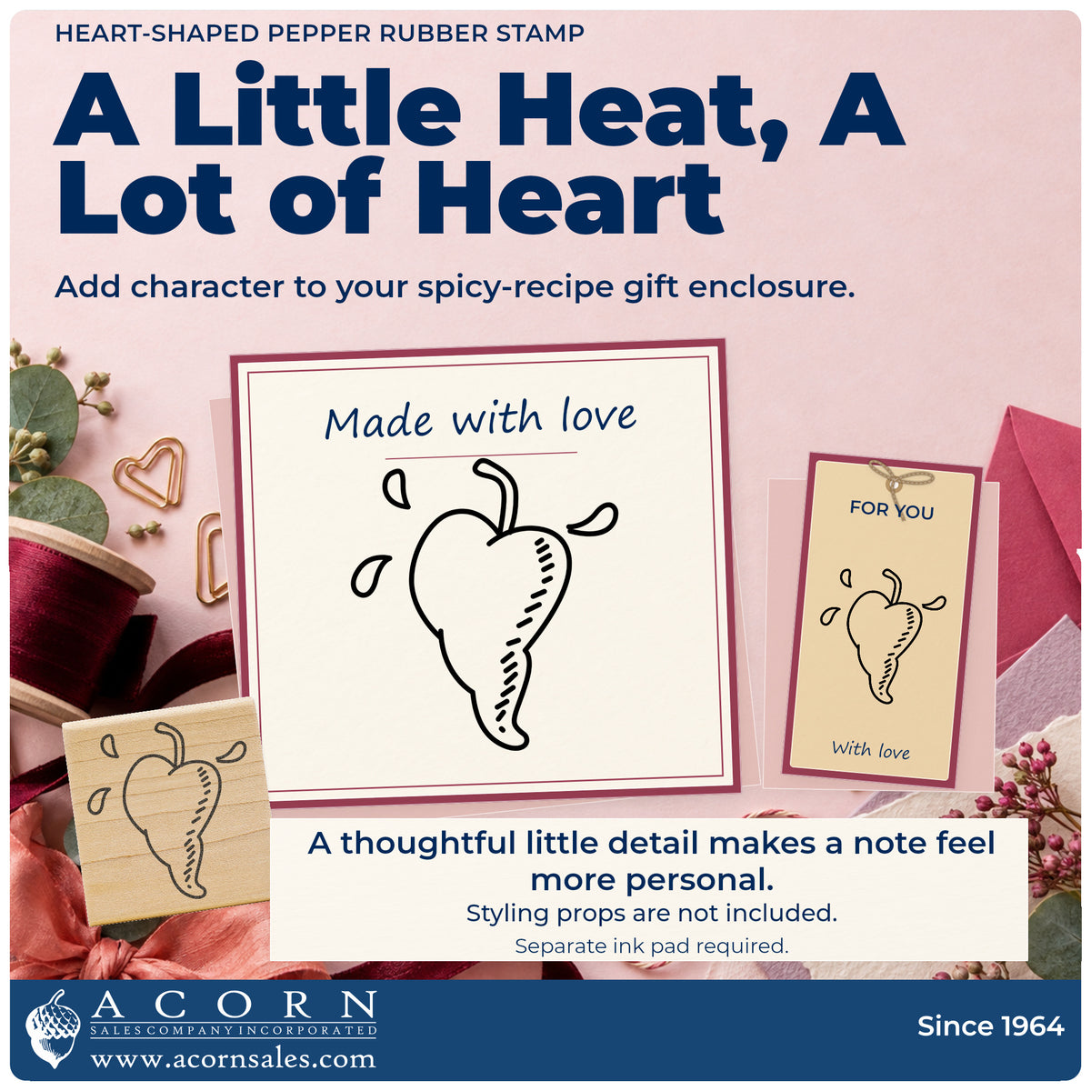 Heart-shaped Pepper Rubber Stamp project inspiration: spicy recipe gift enclosure.