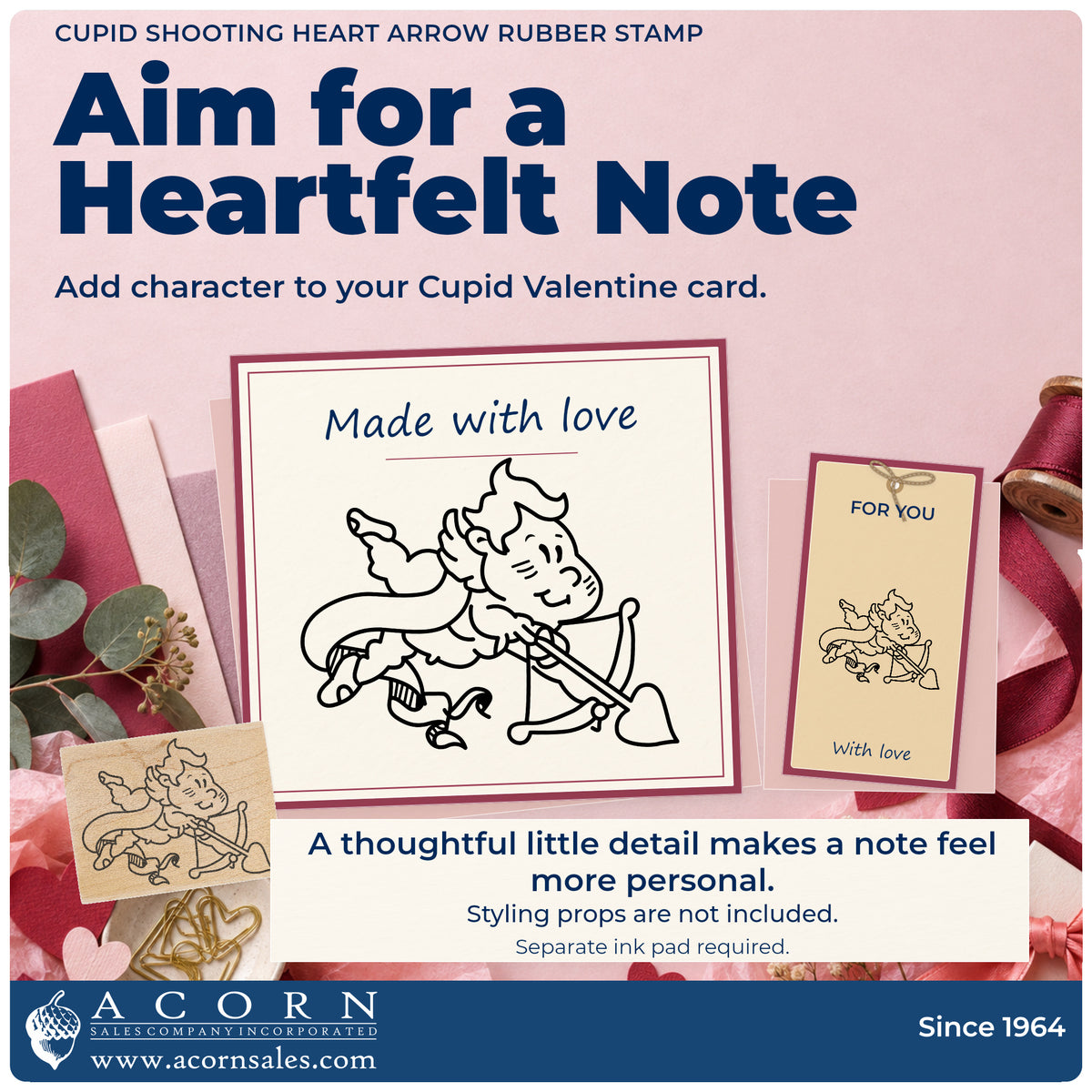 Cupid Shooting Heart Arrow Rubber Stamp project inspiration: cupid Valentine card.