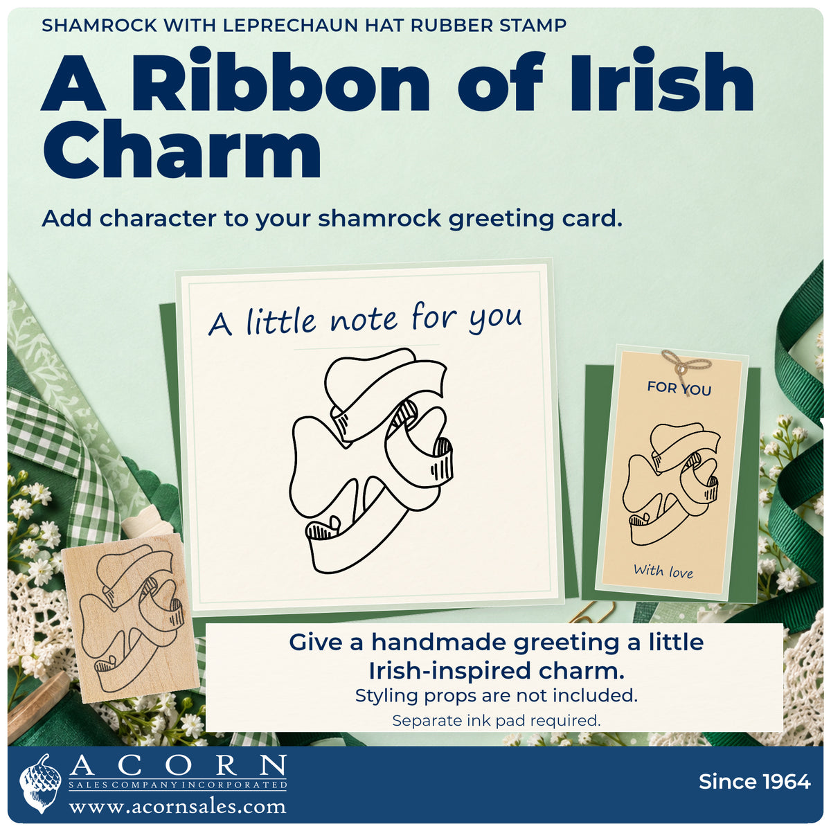 Shamrock with Leprechaun Hat Rubber Stamp project inspiration: shamrock greeting card.