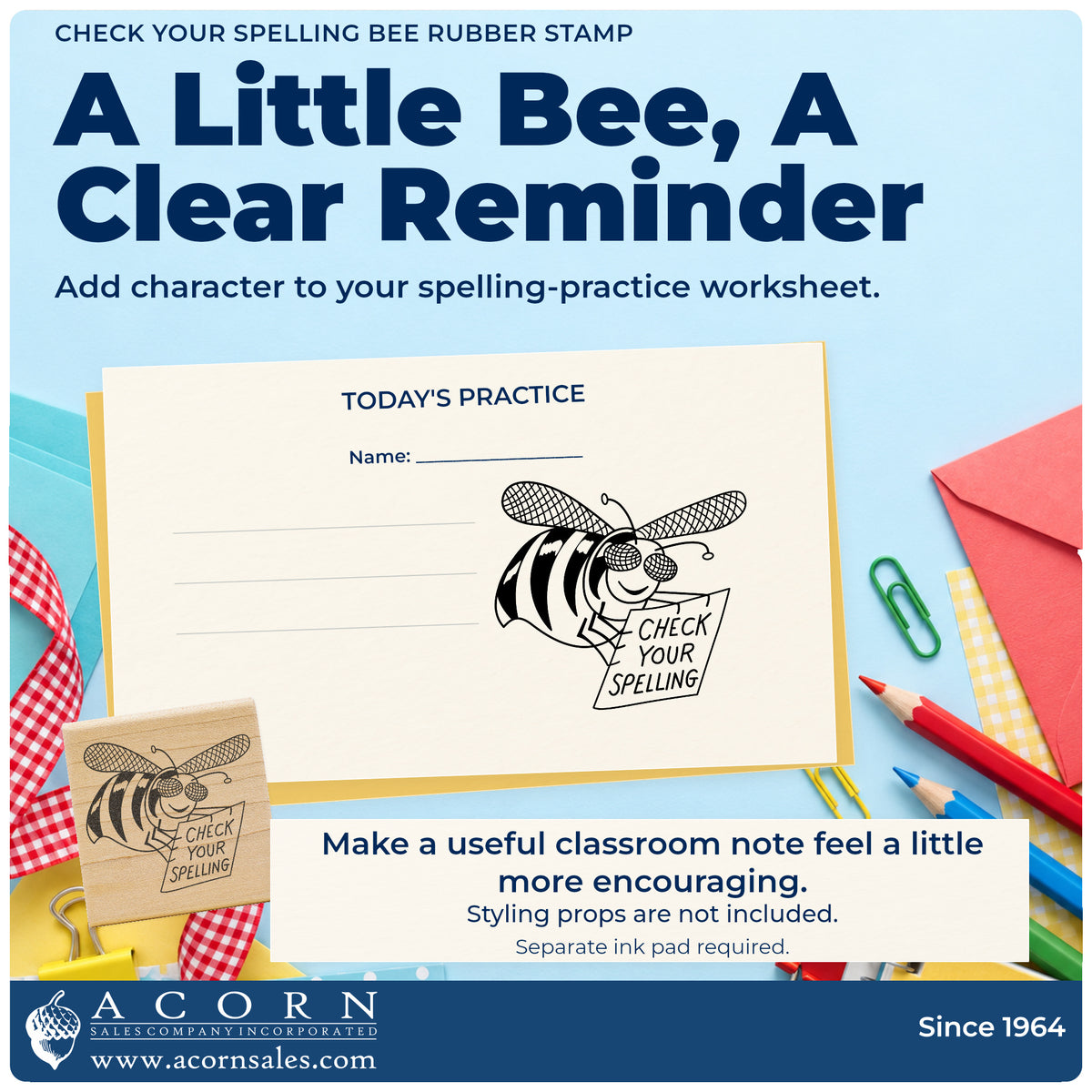 Check Your Spelling Bee Rubber Stamp project inspiration: spelling practice worksheet.