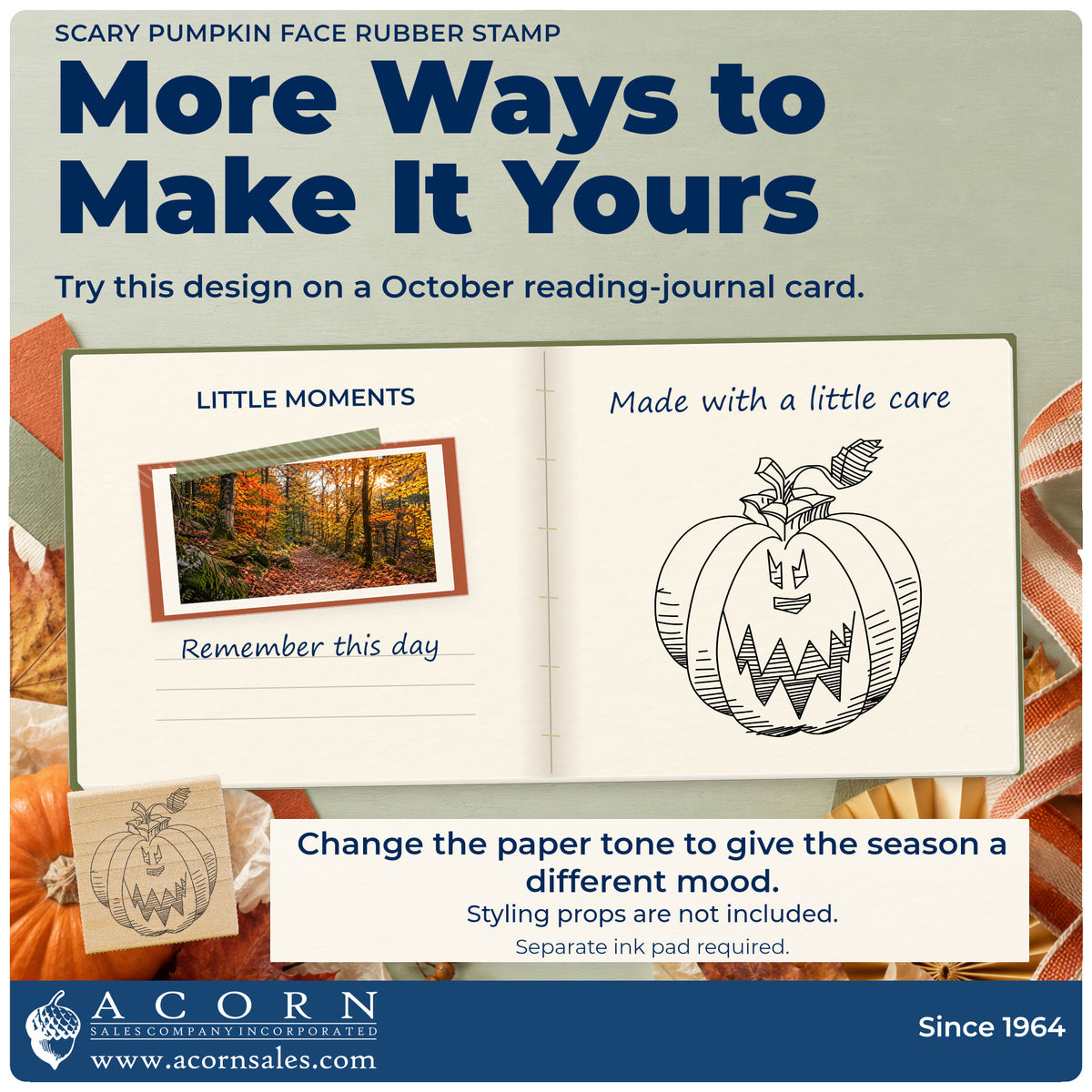 Scary Pumpkin Face Rubber Stamp project inspiration: october reading journal card.