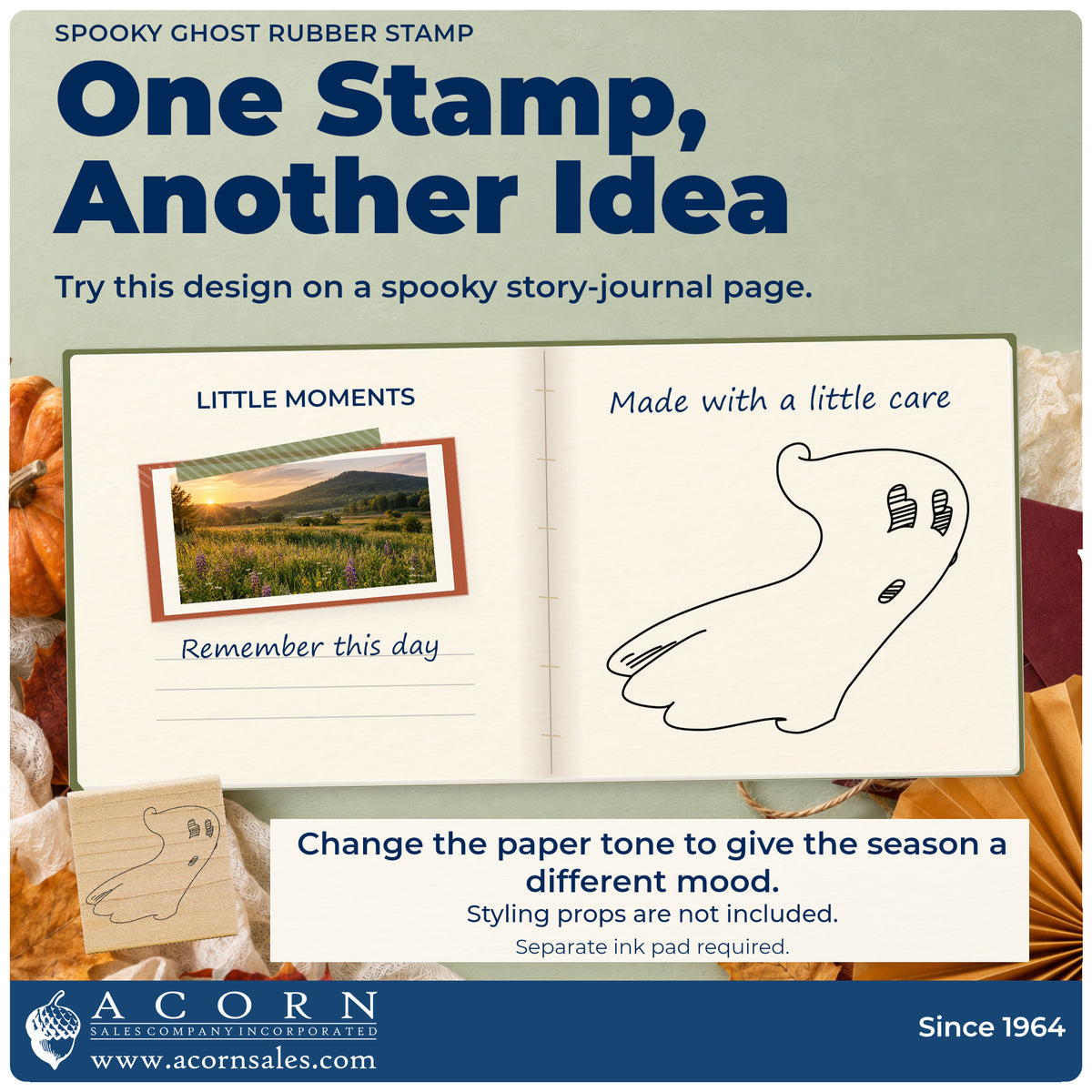 Spooky Ghost Rubber Stamp project inspiration: spooky story journal page.