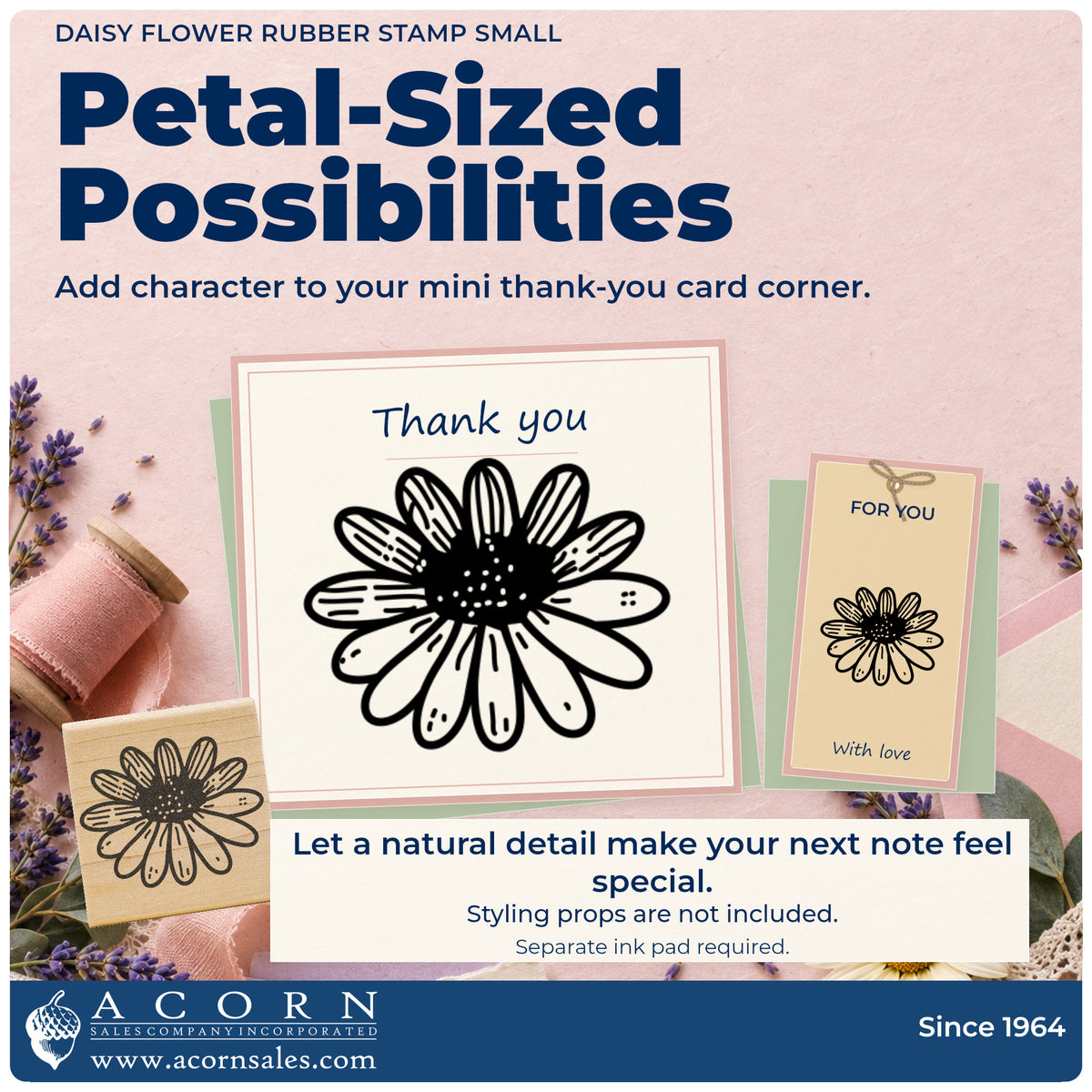 Daisy Flower Rubber Stamp Small project inspiration: mini thank you card corner.