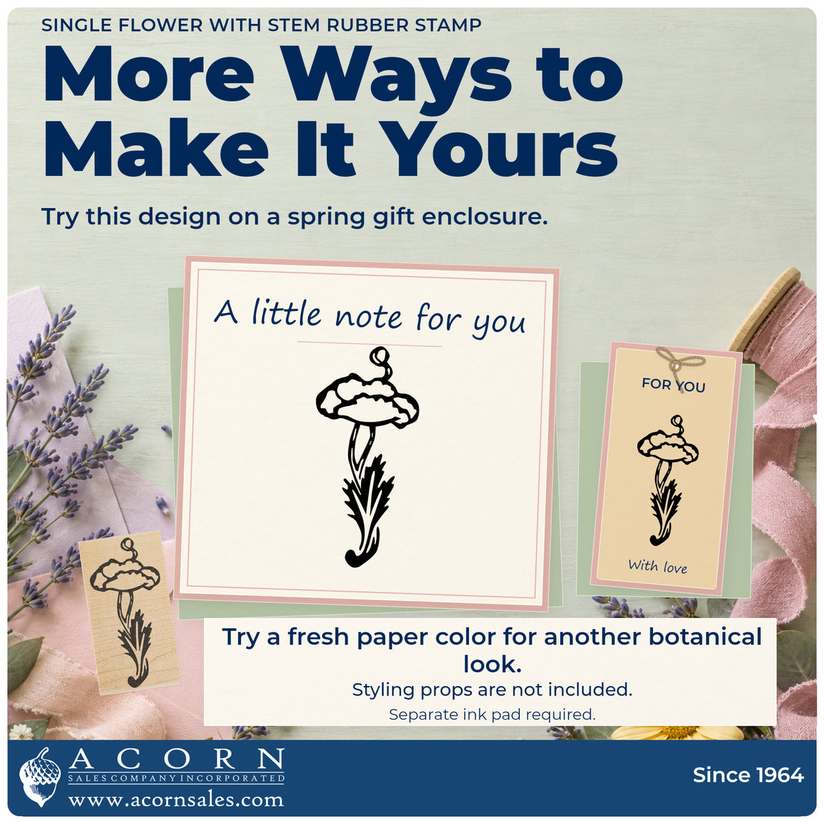 Single Flower with Stem Rubber Stamp project inspiration: spring gift enclosure.