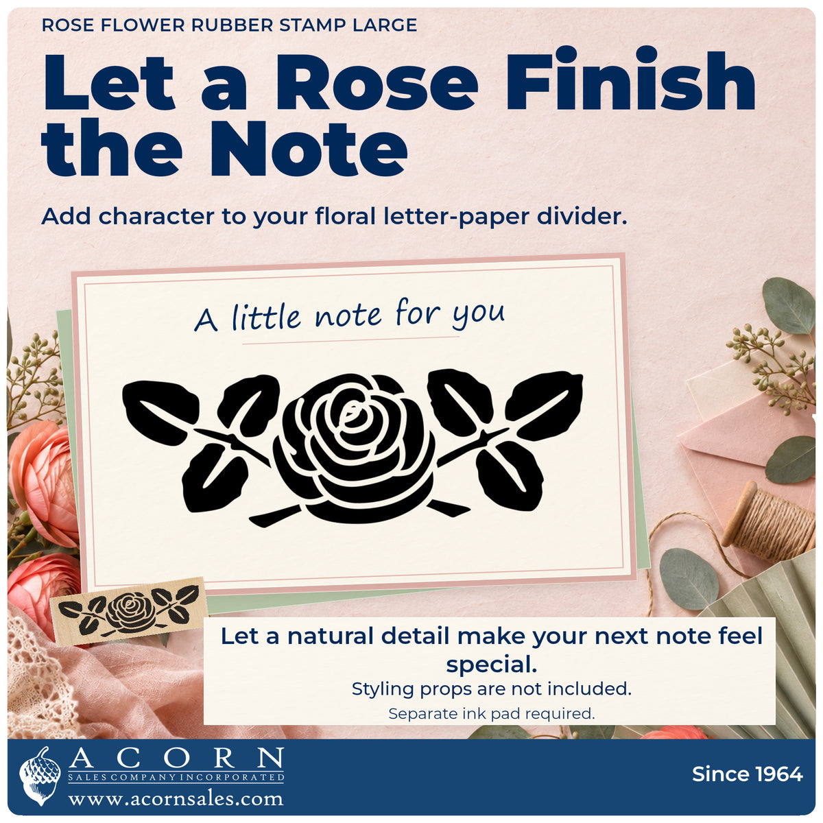 Rose Flower Rubber Stamp Large project inspiration: floral letter paper divider.