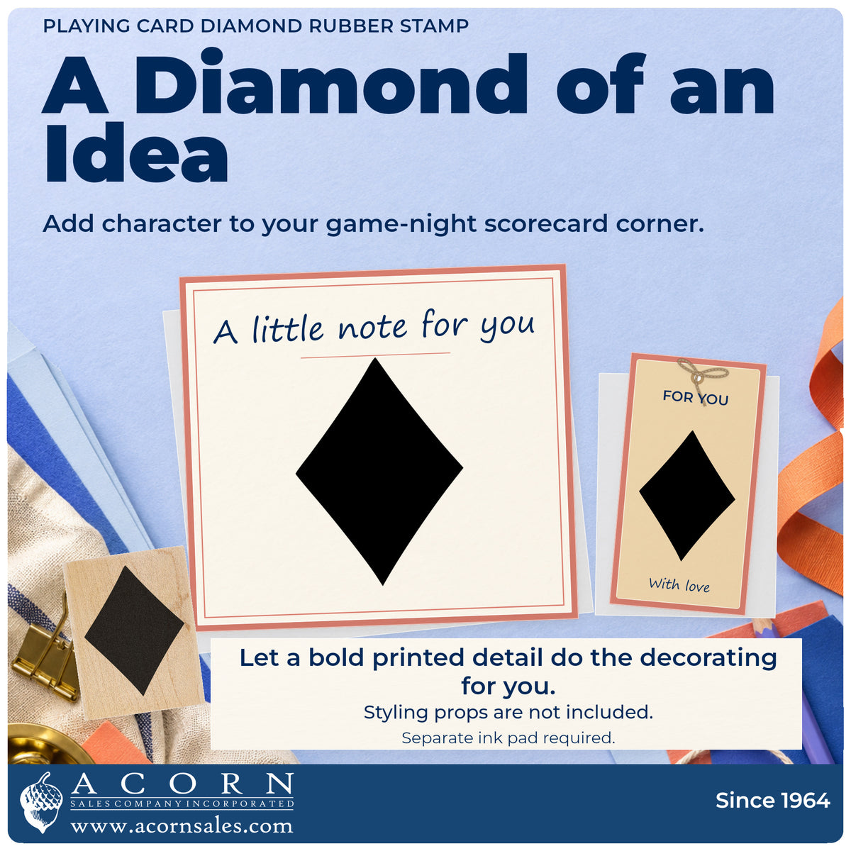 Playing Card Diamond Rubber Stamp project inspiration: game night scorecard corner.
