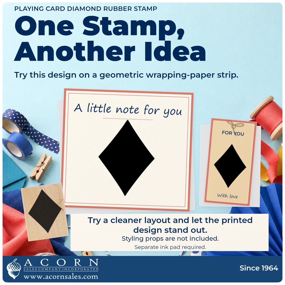 Playing Card Diamond Rubber Stamp project inspiration: geometric wrapping paper strip.