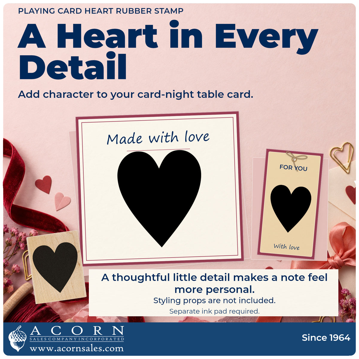 Playing Card Heart Rubber Stamp project inspiration: card night table card.