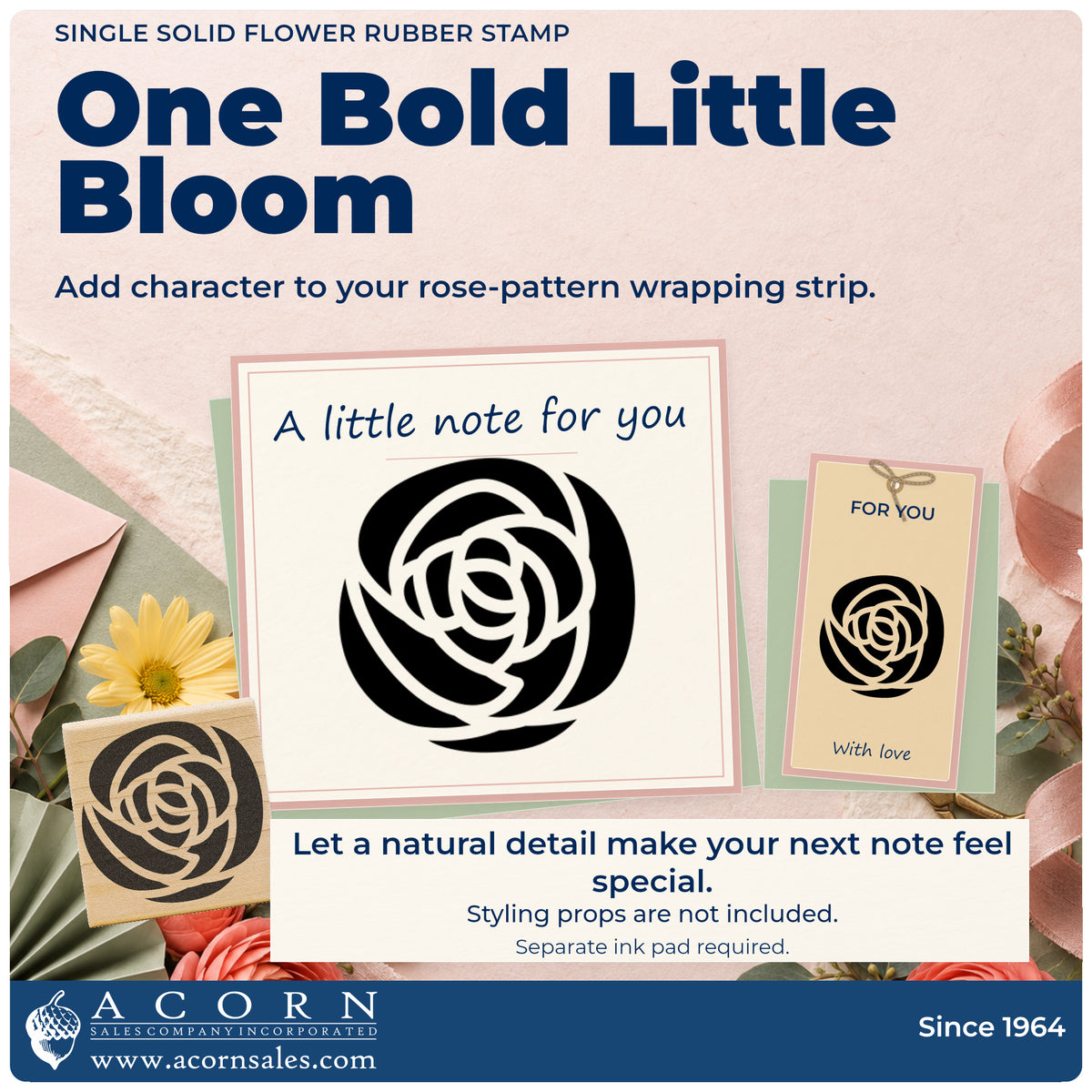 Single Solid Flower Rubber Stamp project inspiration: rose pattern wrapping strip.