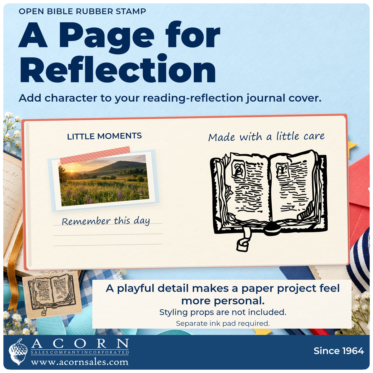 Open Bible Rubber Stamp project inspiration: reading reflection journal cover.