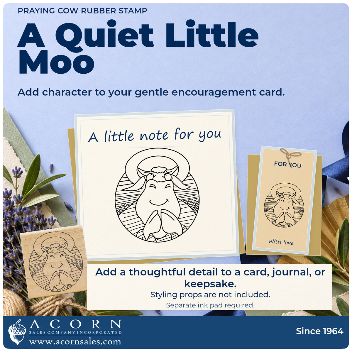 Praying Cow Rubber Stamp project inspiration: gentle encouragement card.