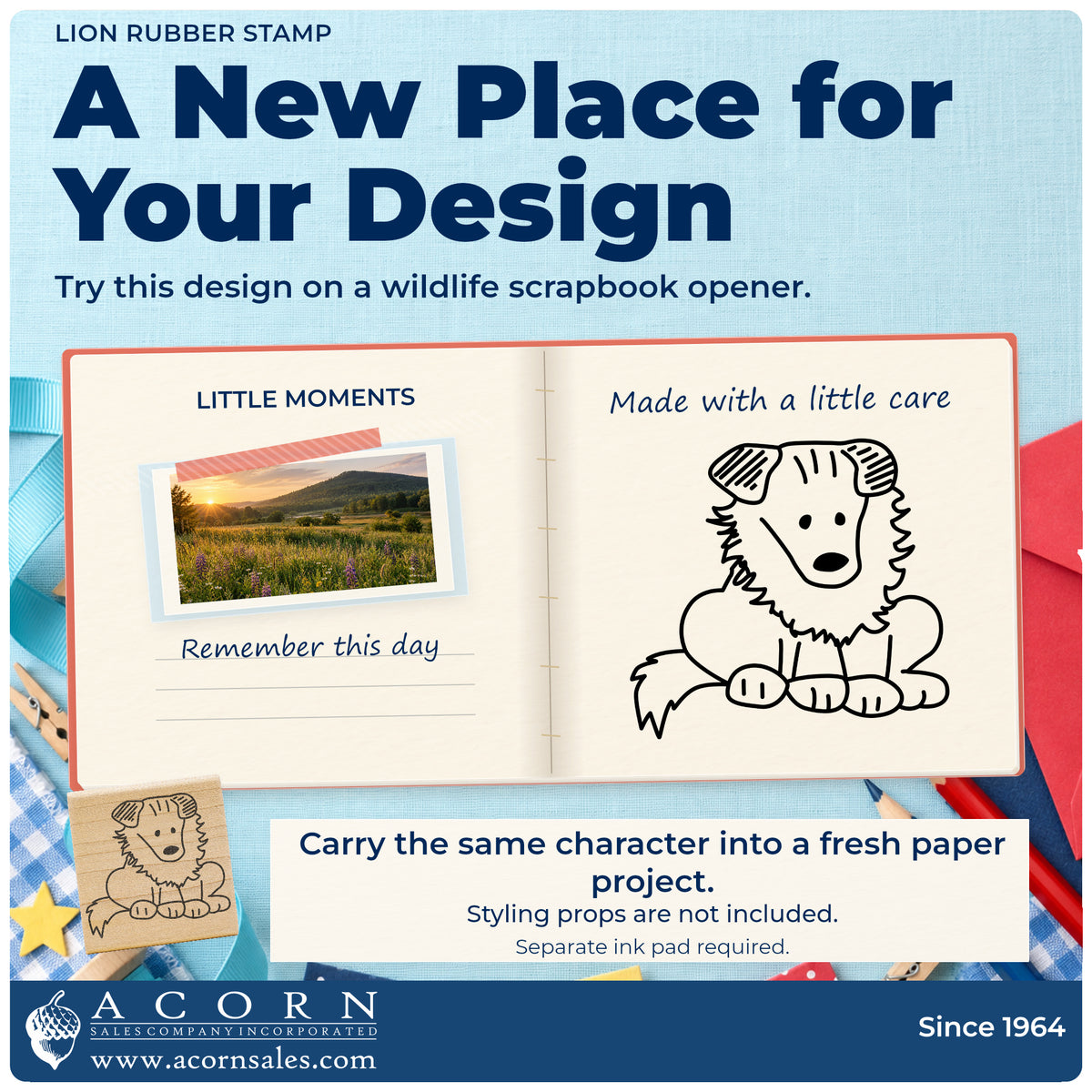 Lion Rubber Stamp project inspiration: wildlife scrapbook opener.