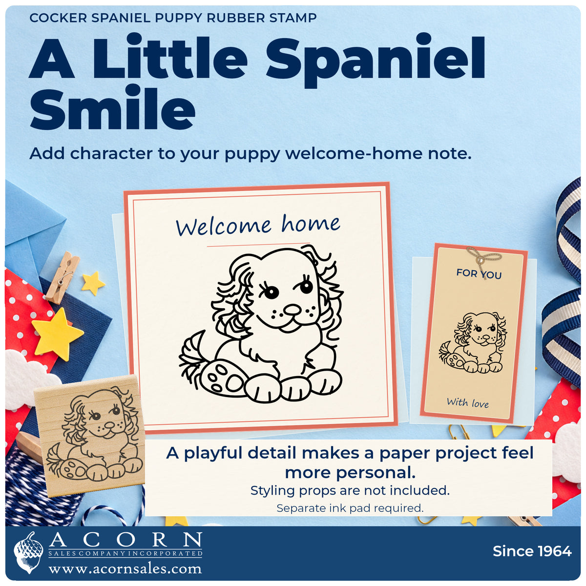 Cocker Spaniel Puppy Rubber Stamp project inspiration: puppy welcome home note.