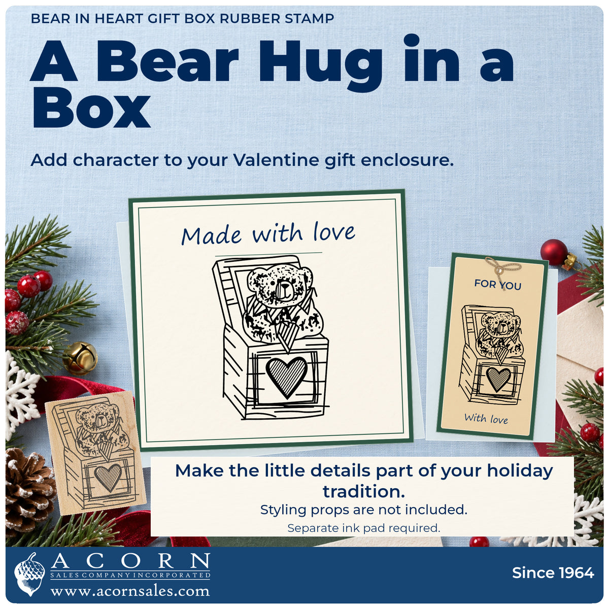 Bear in Heart Gift Box Rubber Stamp project inspiration: Valentine gift enclosure.
