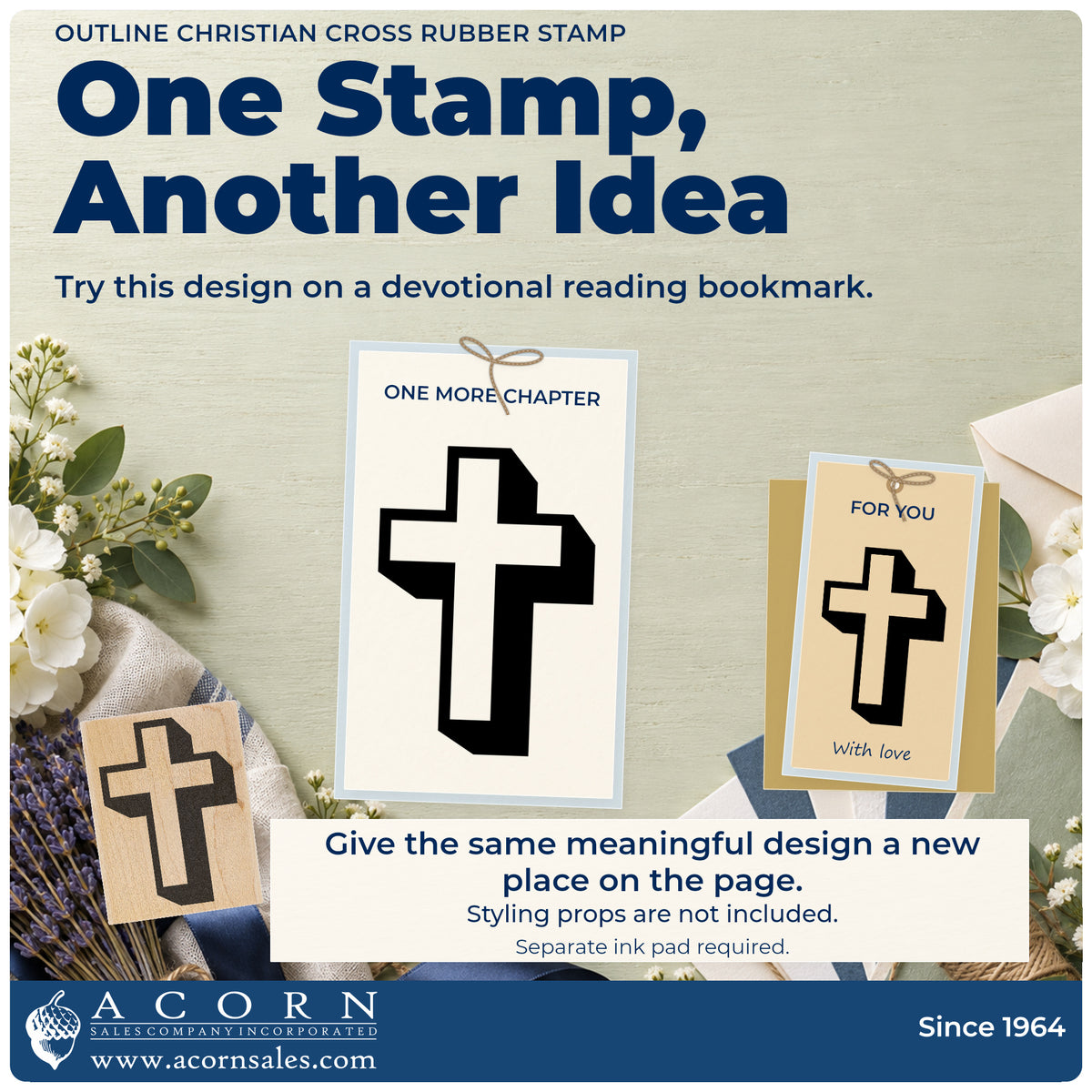 Outline Christian Cross Rubber Stamp project inspiration: devotional reading bookmark.