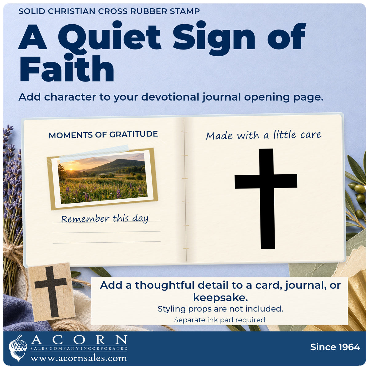 Solid Christian Cross Rubber Stamp project inspiration: devotional journal opening page.