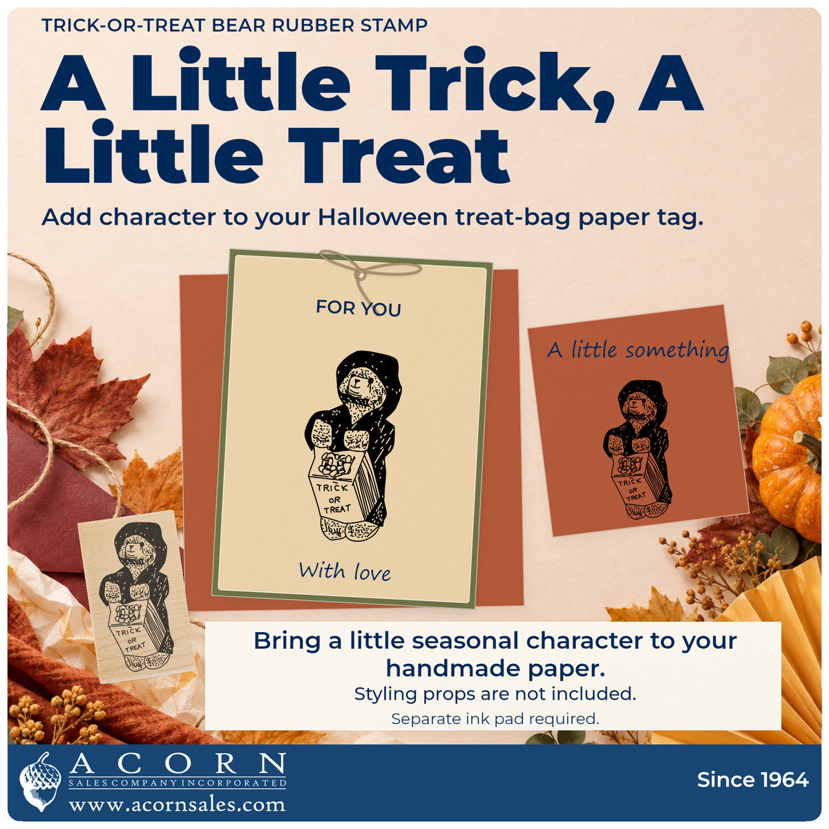 Trick-or-Treat Bear Rubber Stamp project inspiration: Halloween treat bag paper tag.