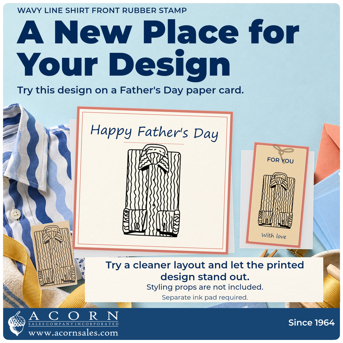 Wavy Line Shirt Front Rubber Stamp project inspiration: Father's day paper card.