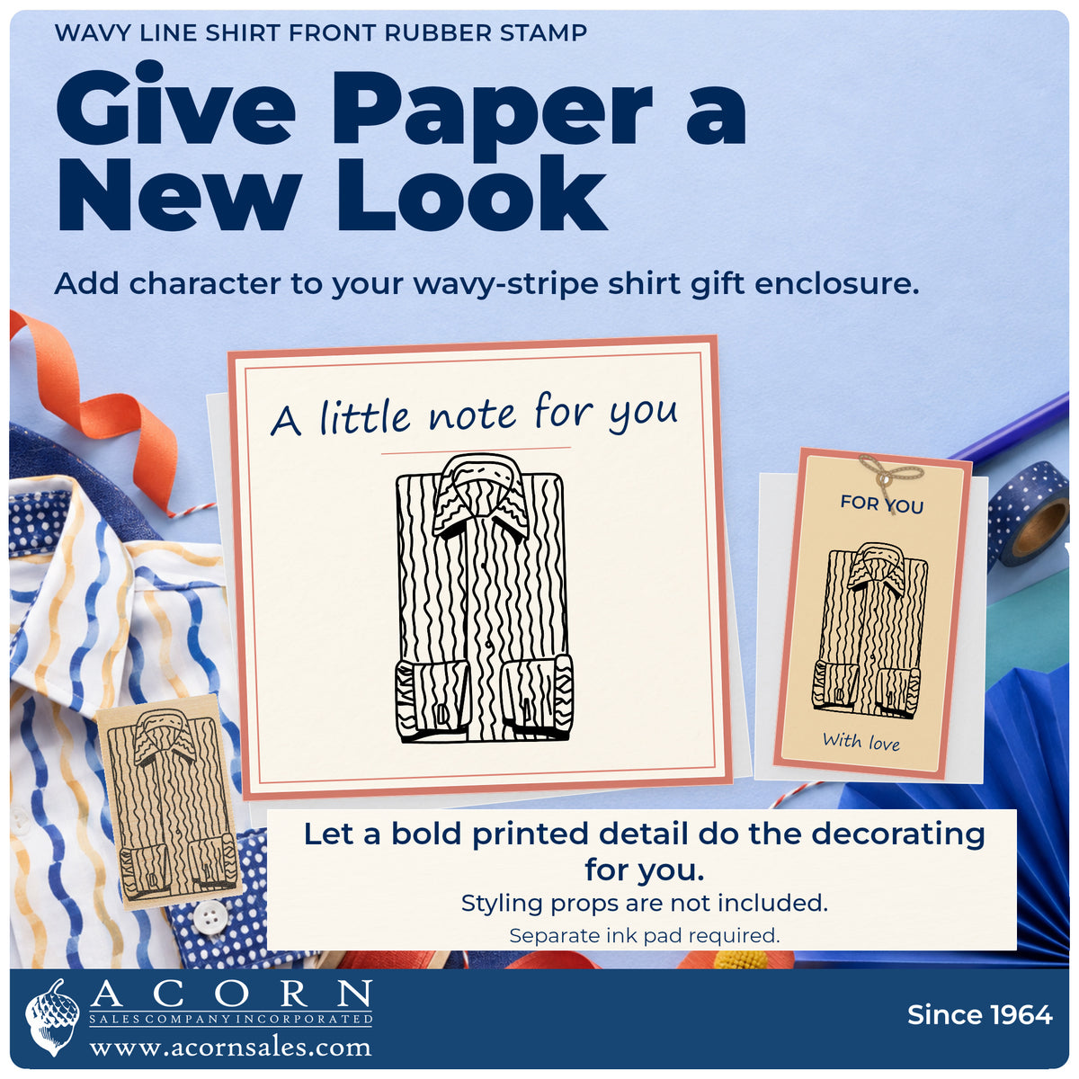 Wavy Line Shirt Front Rubber Stamp project inspiration: wavy stripe shirt gift enclosure.