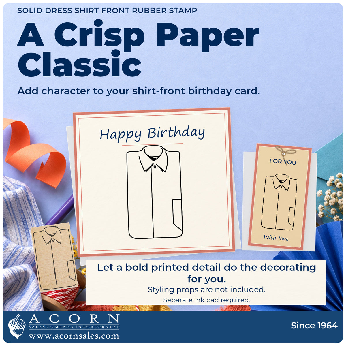 Solid Dress Shirt Front Rubber Stamp project inspiration: shirt front birthday card.
