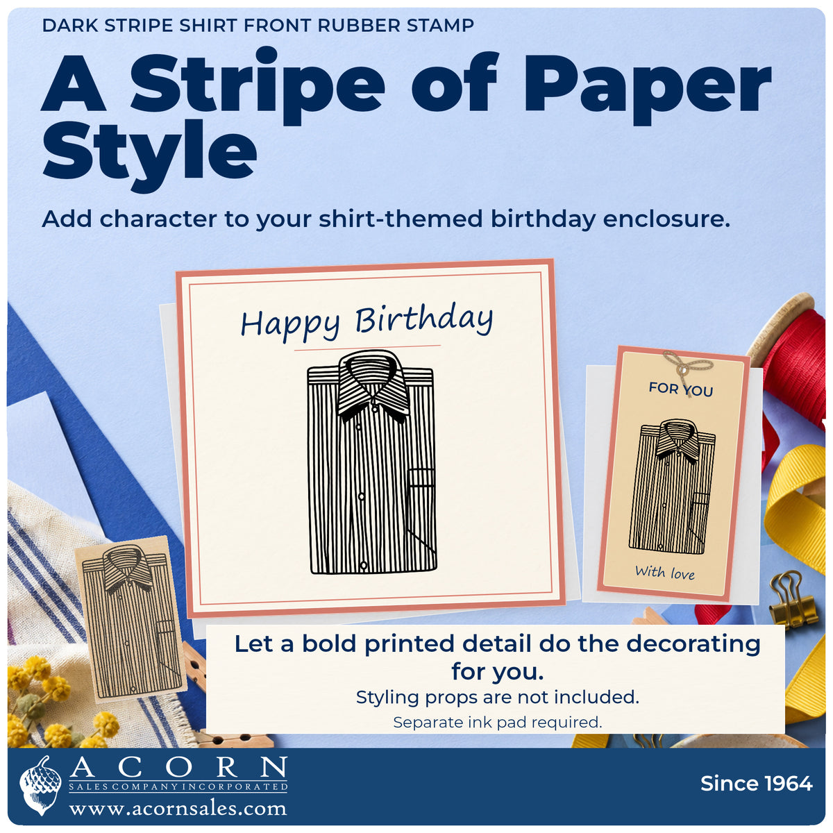 Dark Stripe Shirt Front Rubber Stamp project inspiration: shirt themed birthday enclosure.