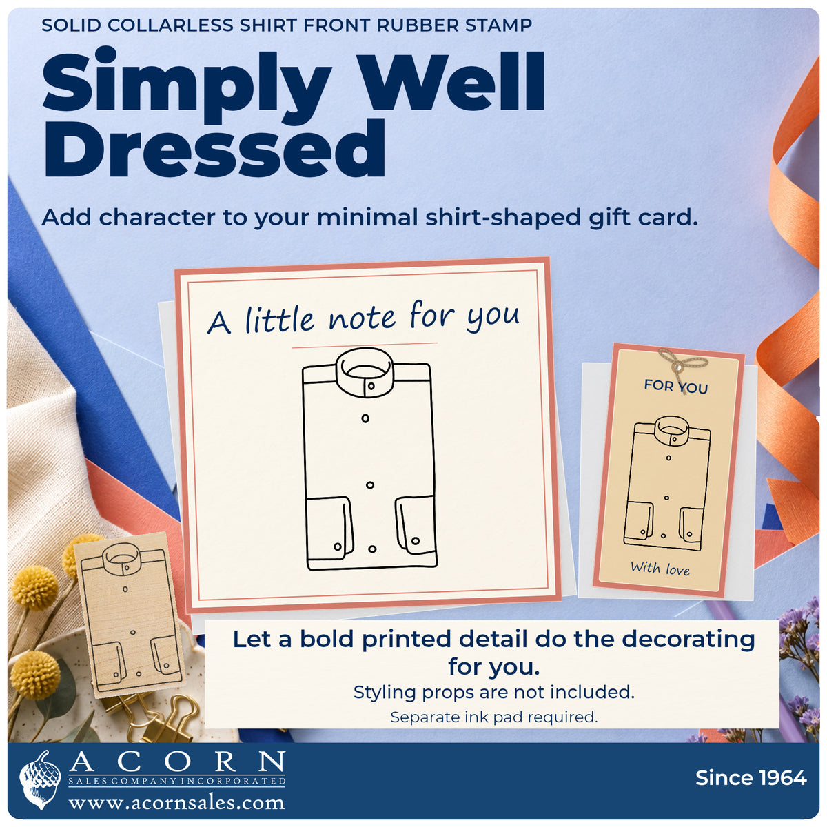 Solid Collarless Shirt Front Rubber Stamp project inspiration: minimal shirt shaped gift card.