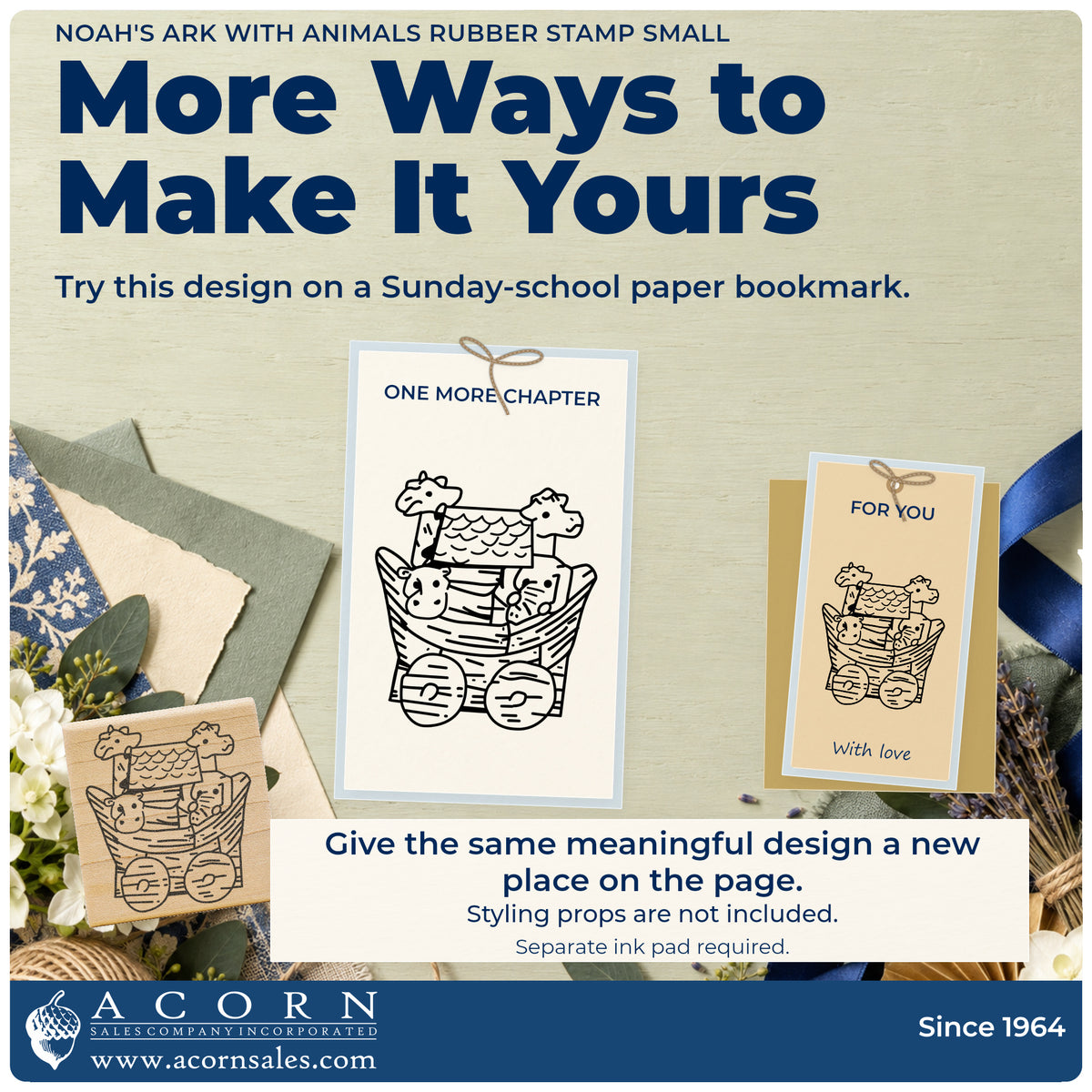 Noah's Ark with Animals Rubber Stamp Small project inspiration: sunday school paper bookmark.