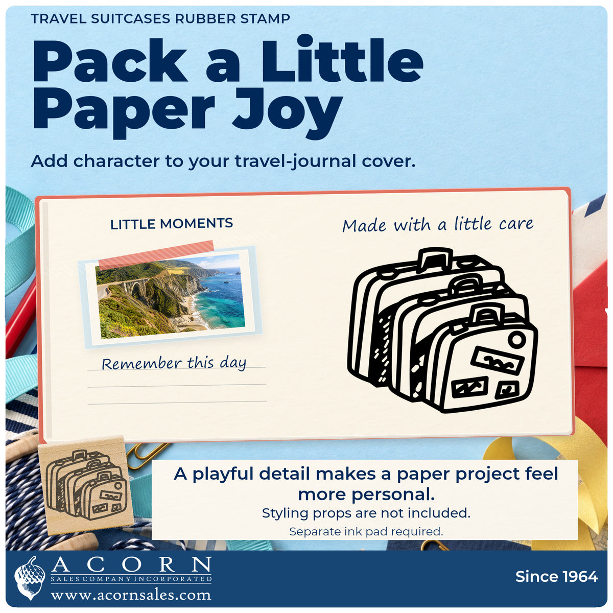 Travel Suitcases Rubber Stamp project inspiration: travel journal cover.