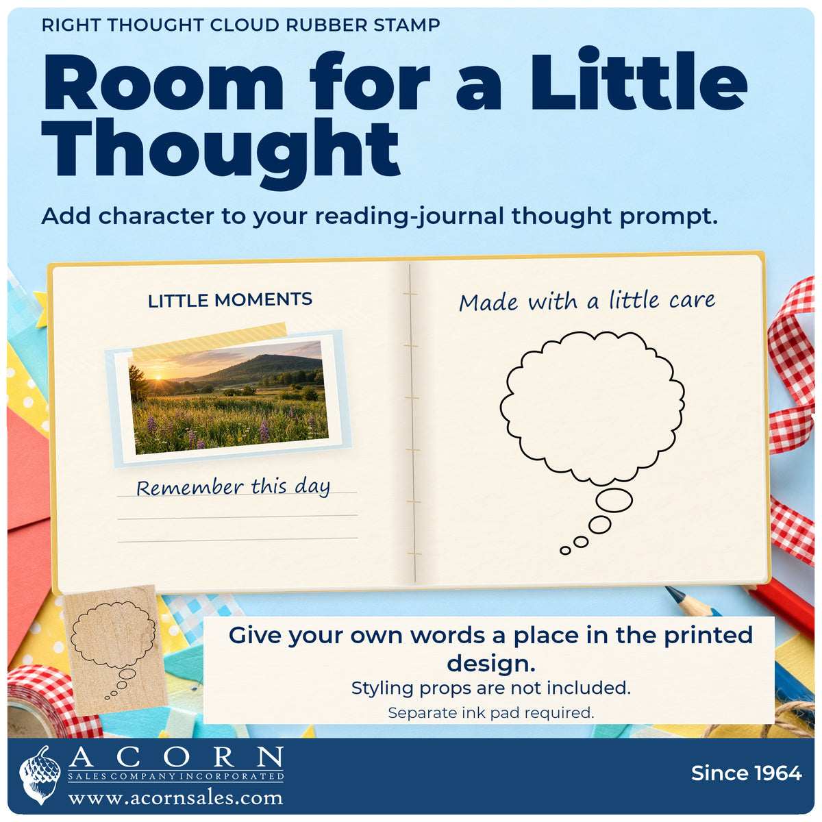 Right Thought Cloud Rubber Stamp project inspiration: reading journal thought prompt.