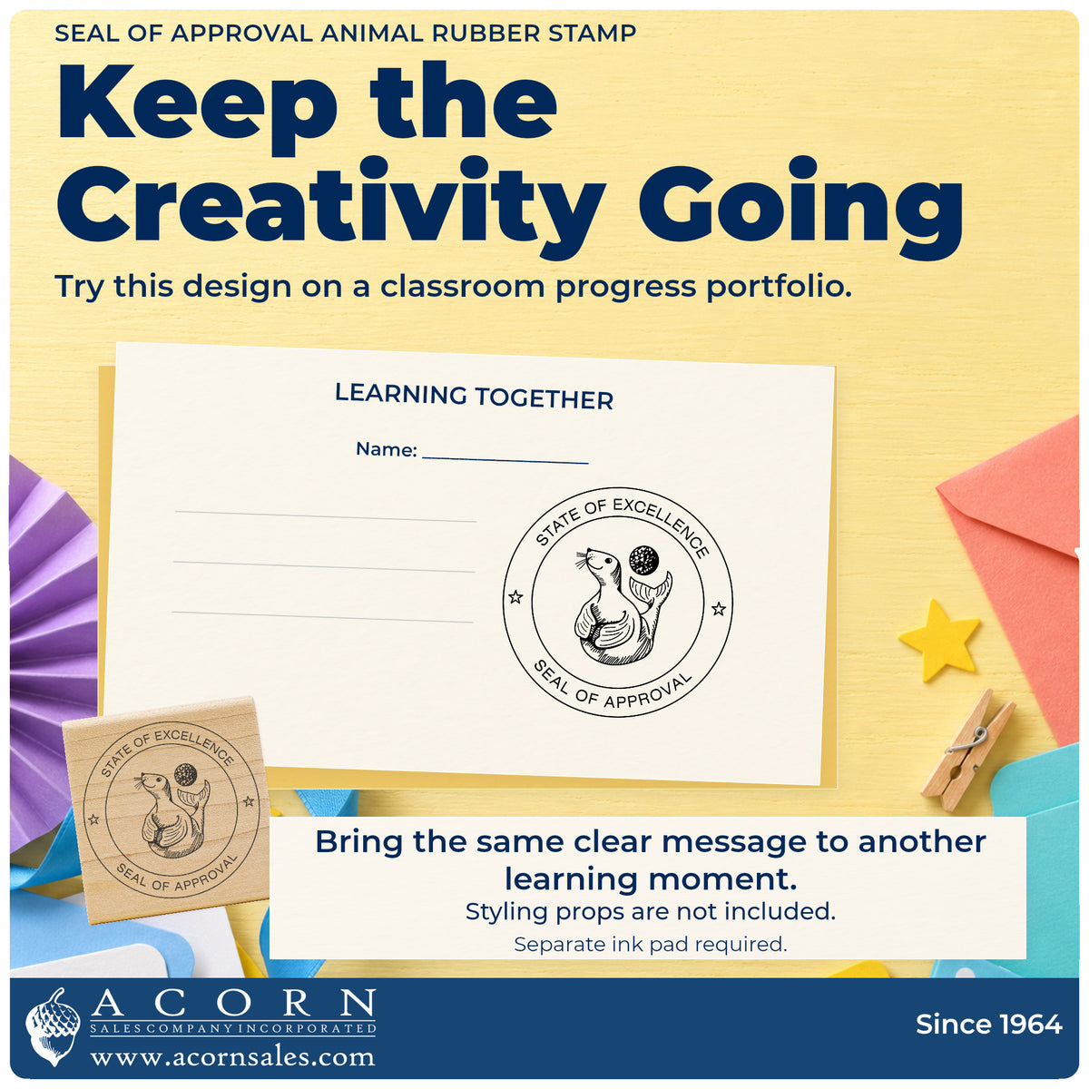 Seal of Approval Animal Rubber Stamp project inspiration: classroom progress portfolio.