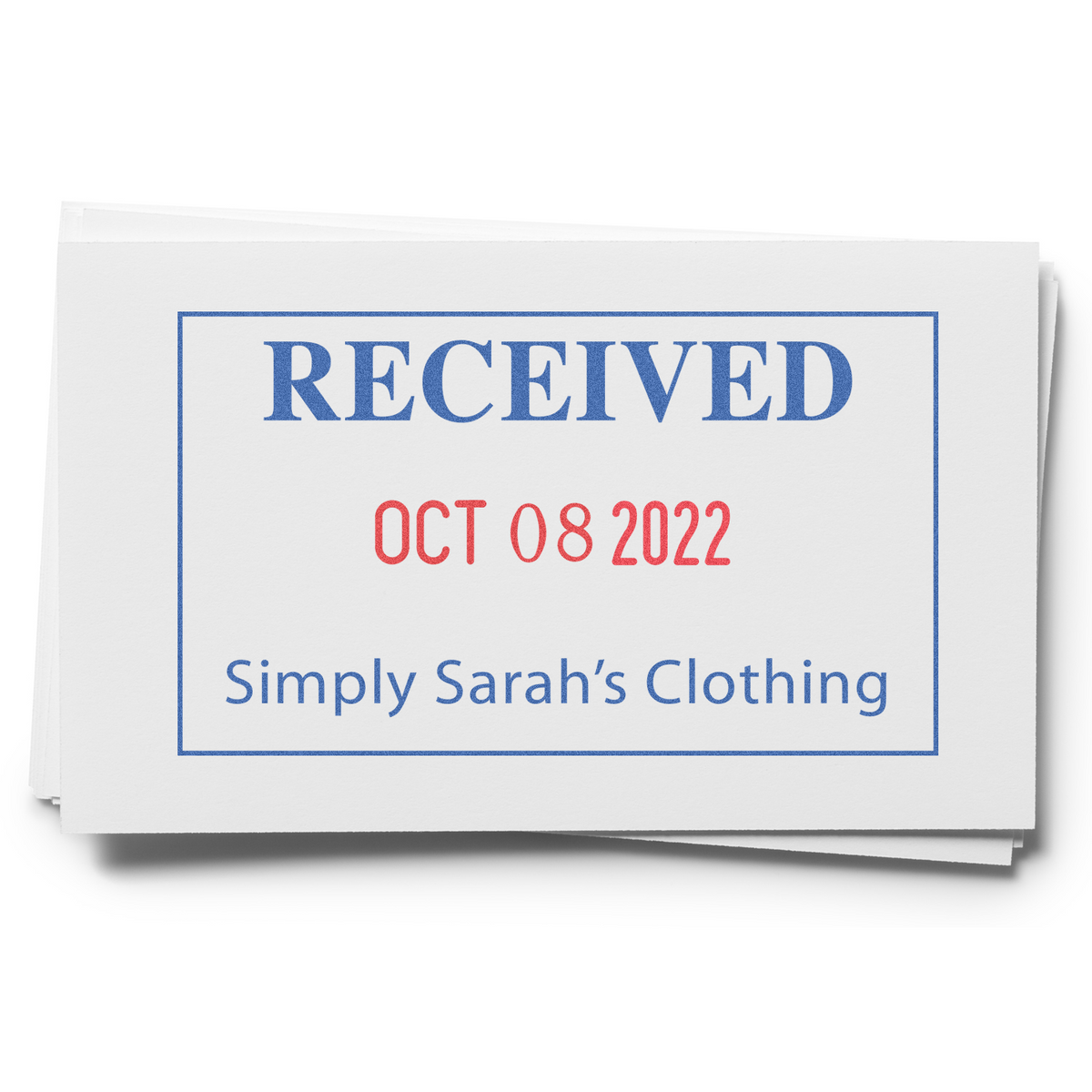 Received stamp dated Oct 08 2022 on Simply Sarahs Clothing paperwork stack