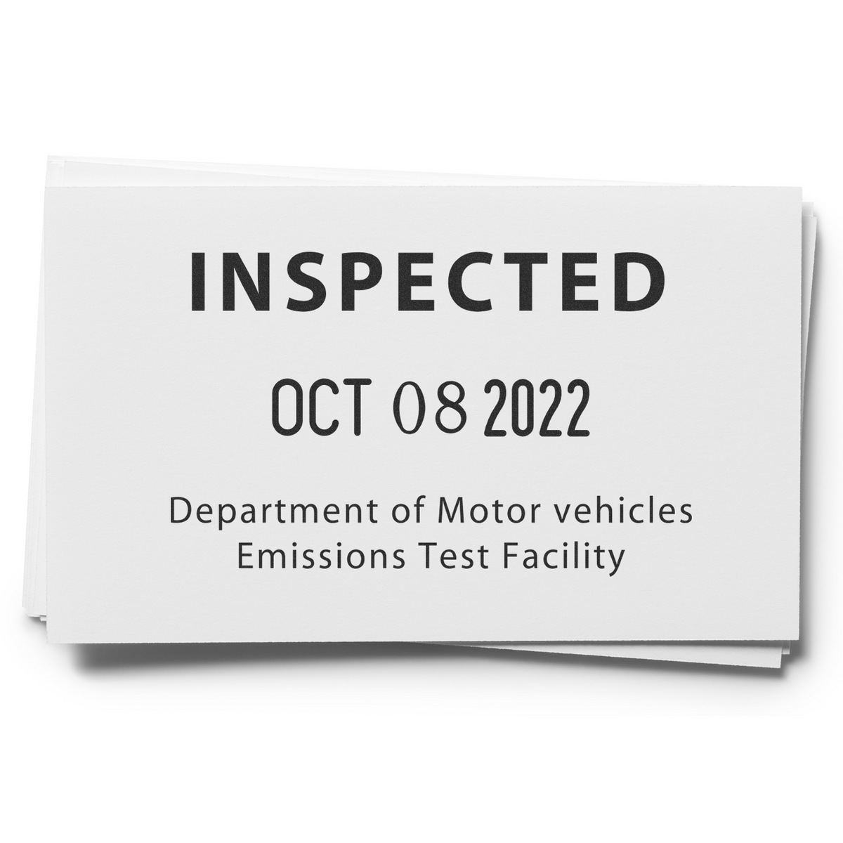 Inspected document from Department of Motor Vehicles emissions test facility dated Oct 08 2022.