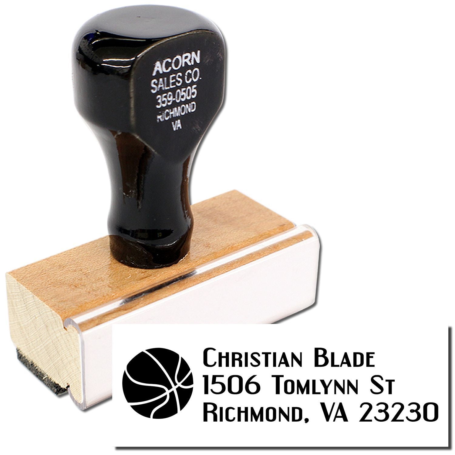 3 Basketball Address Rubber Stamp