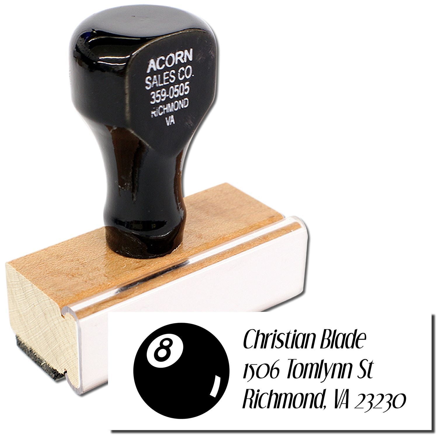 8 Ball Address Rubber Stamp