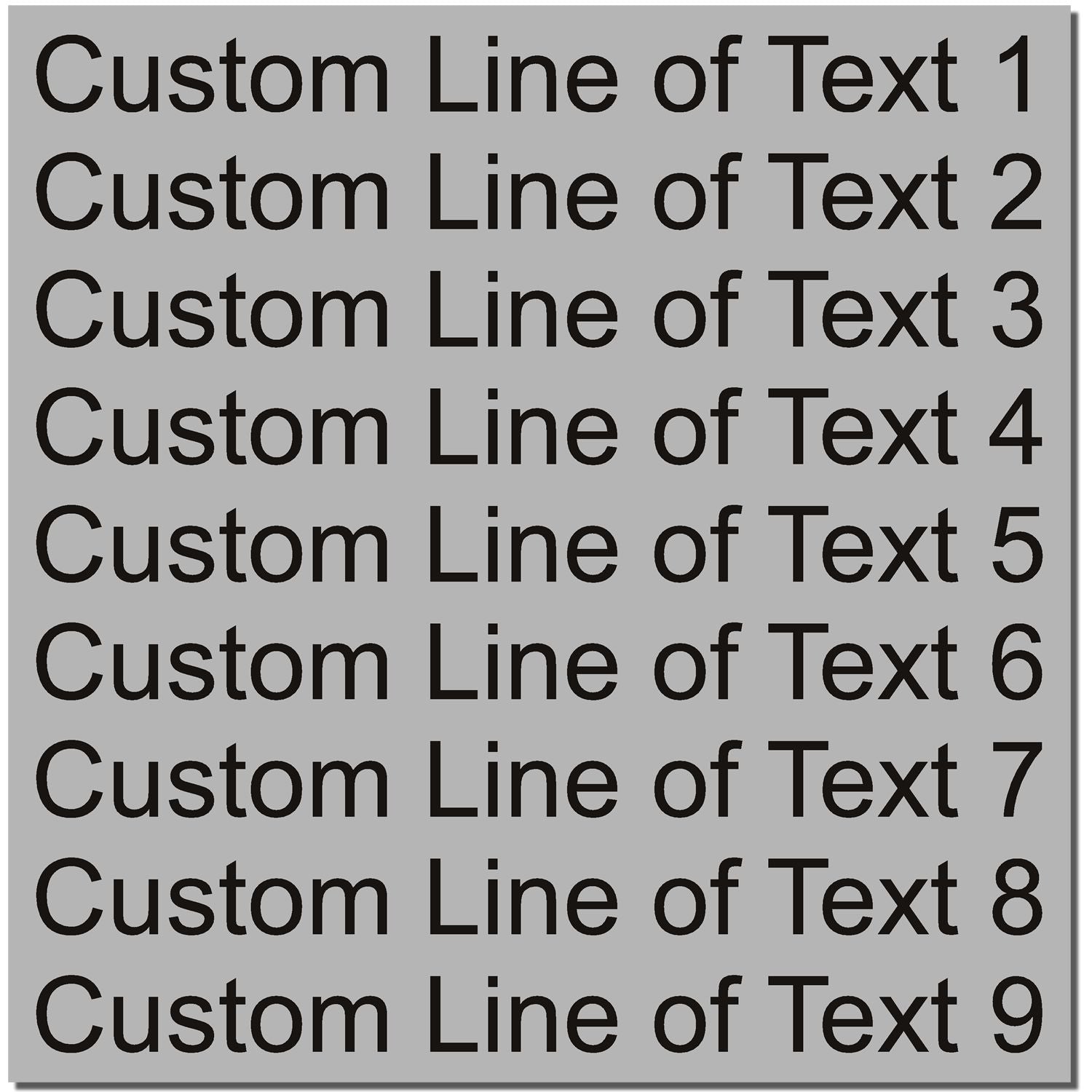 Example layout showing Custom Line of Text placeholders numbered 19 for custom typography or text styling.