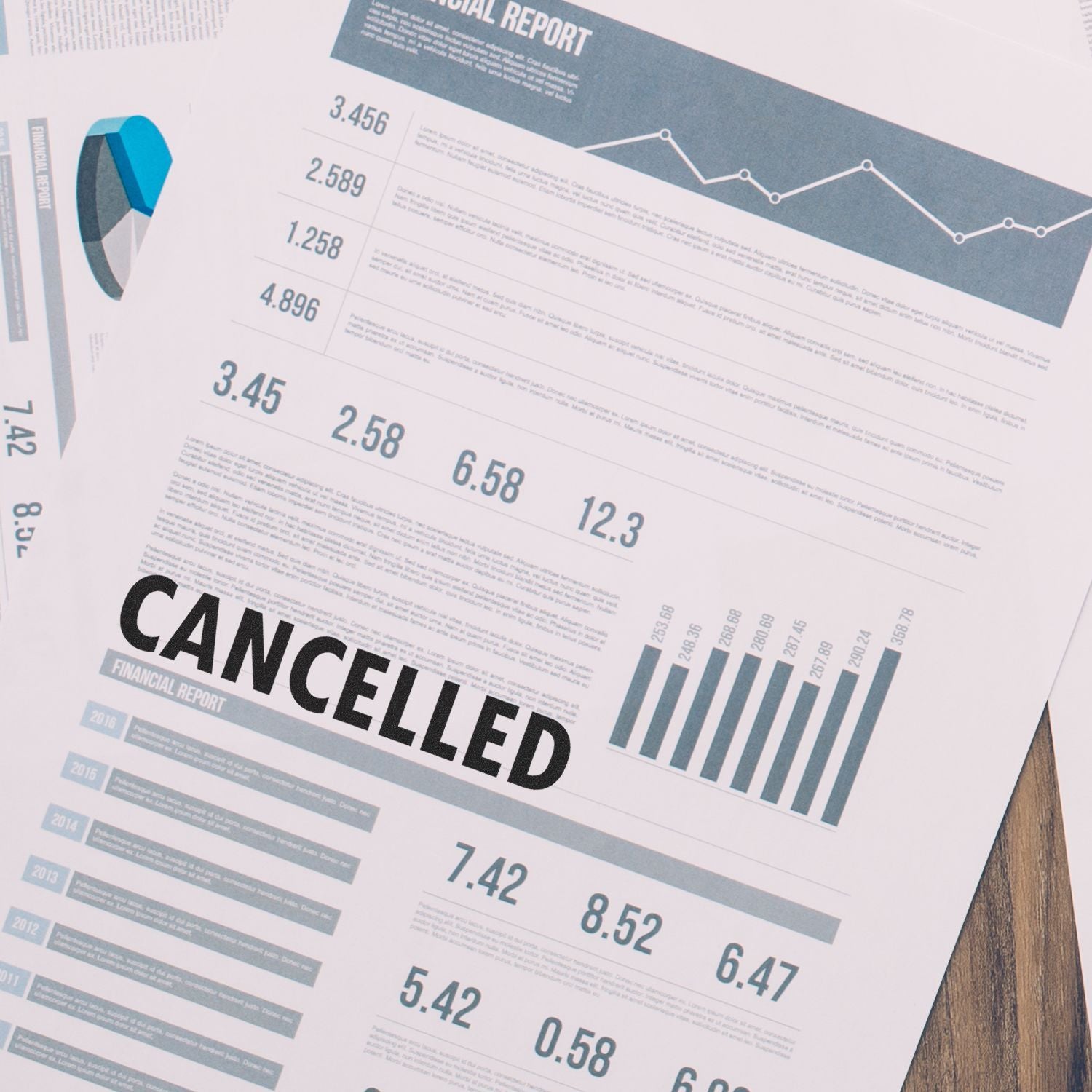 Annual financial report infographic with KPI numbers, bar chart, and line graph showing business performance trends.