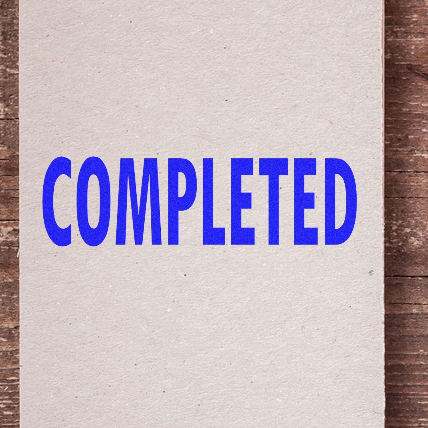 Sign-off graphic reading COMPLETED in blue on white, used to confirm task completion on project status pages.