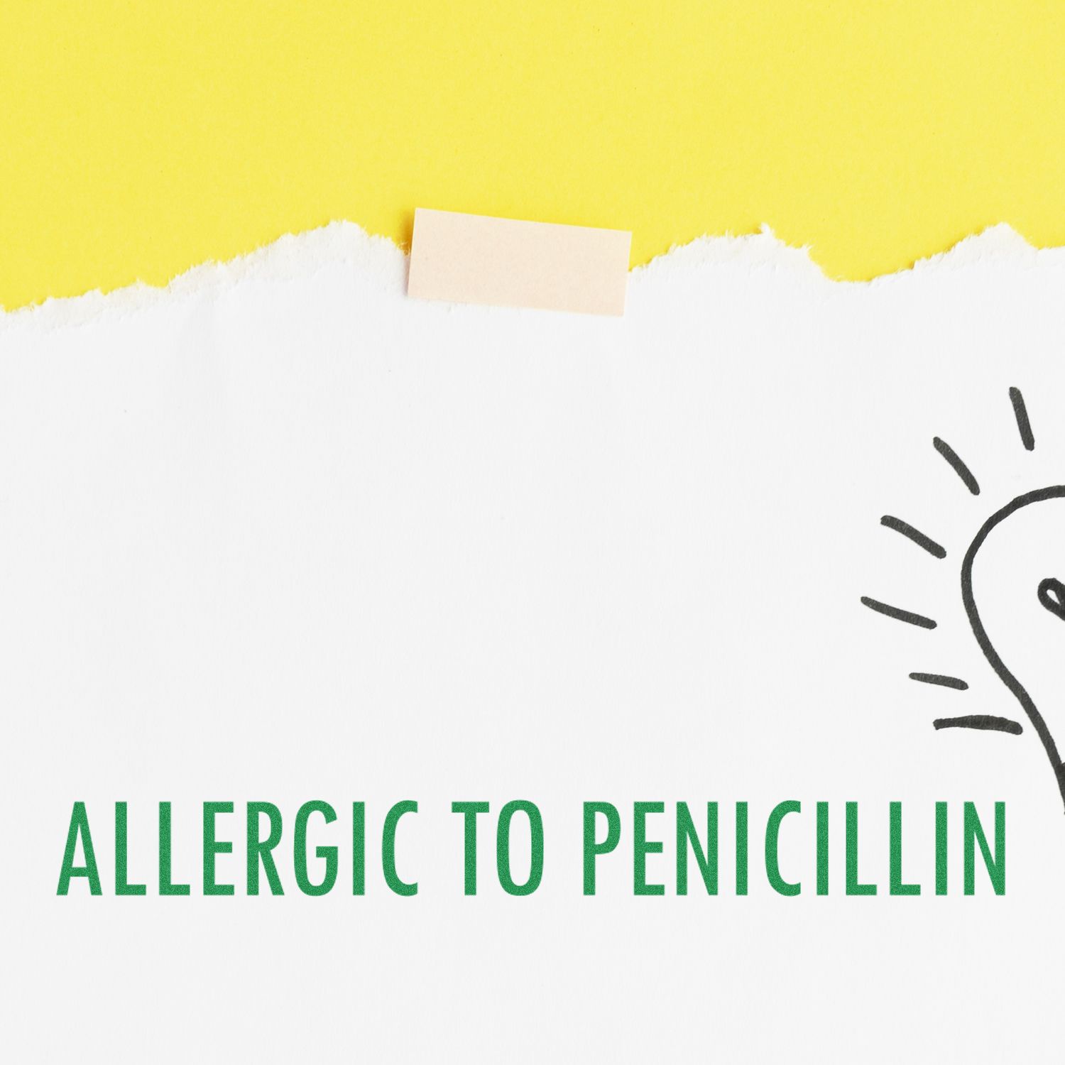 Allergic to penicillin warning sign with caution icon on bright yellow background for allergy safety awareness.