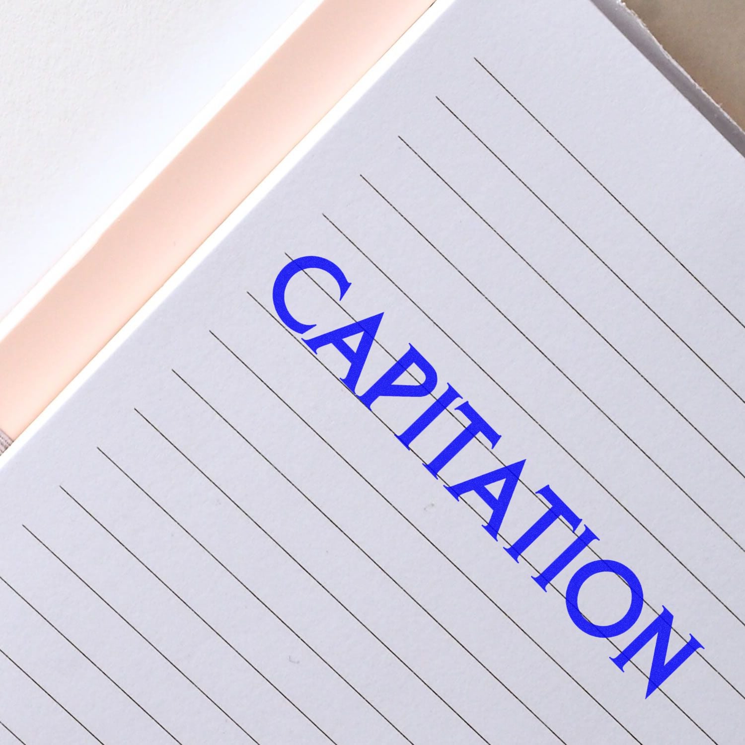 Blue Calypha online text on lined notebook paper, illustrating brand identity for graphic design and marketing.